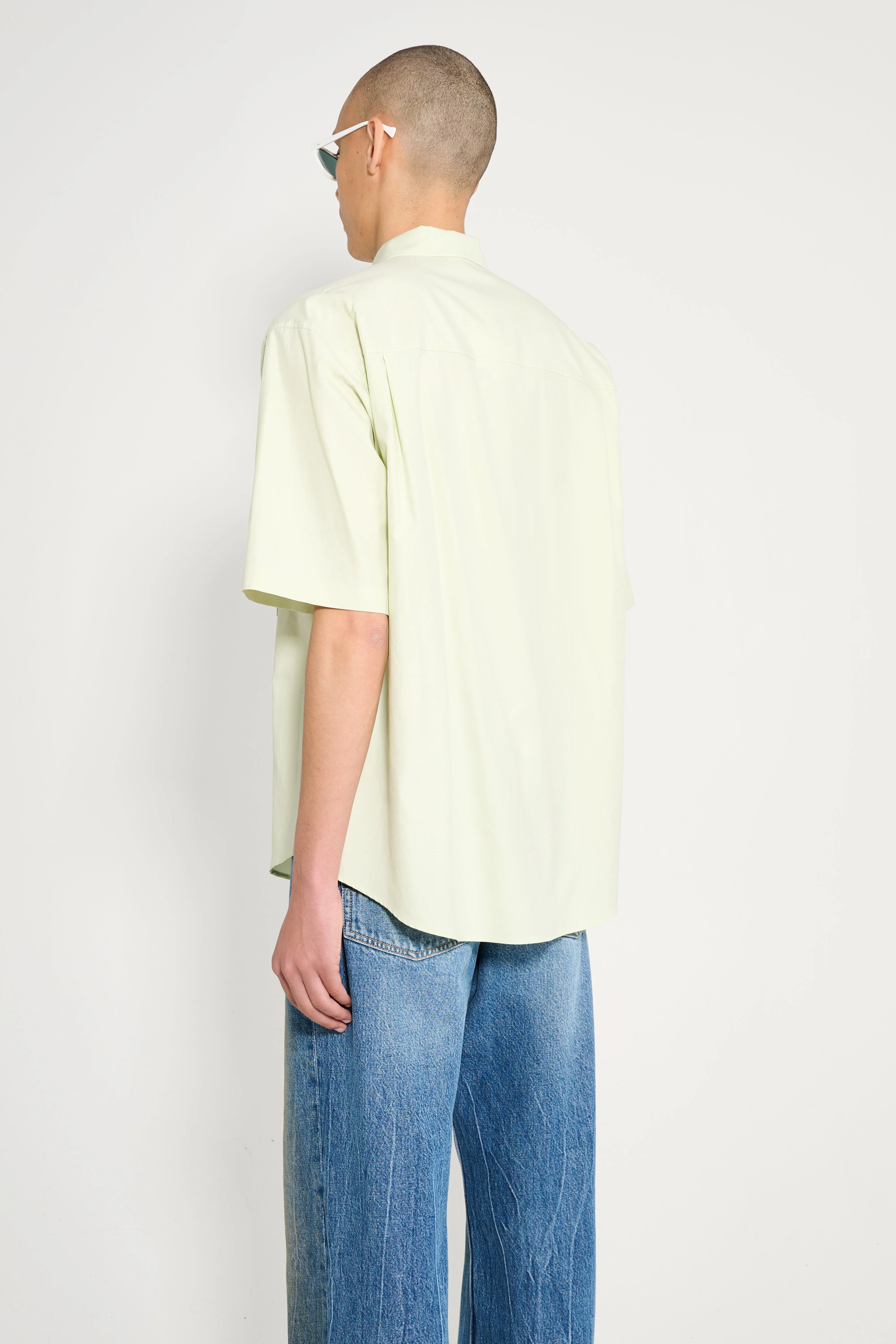 Auralee Washed Finx Twill Big Half Sleeved Shirt Light Green sold by Tres Bien product image thumbnail 3