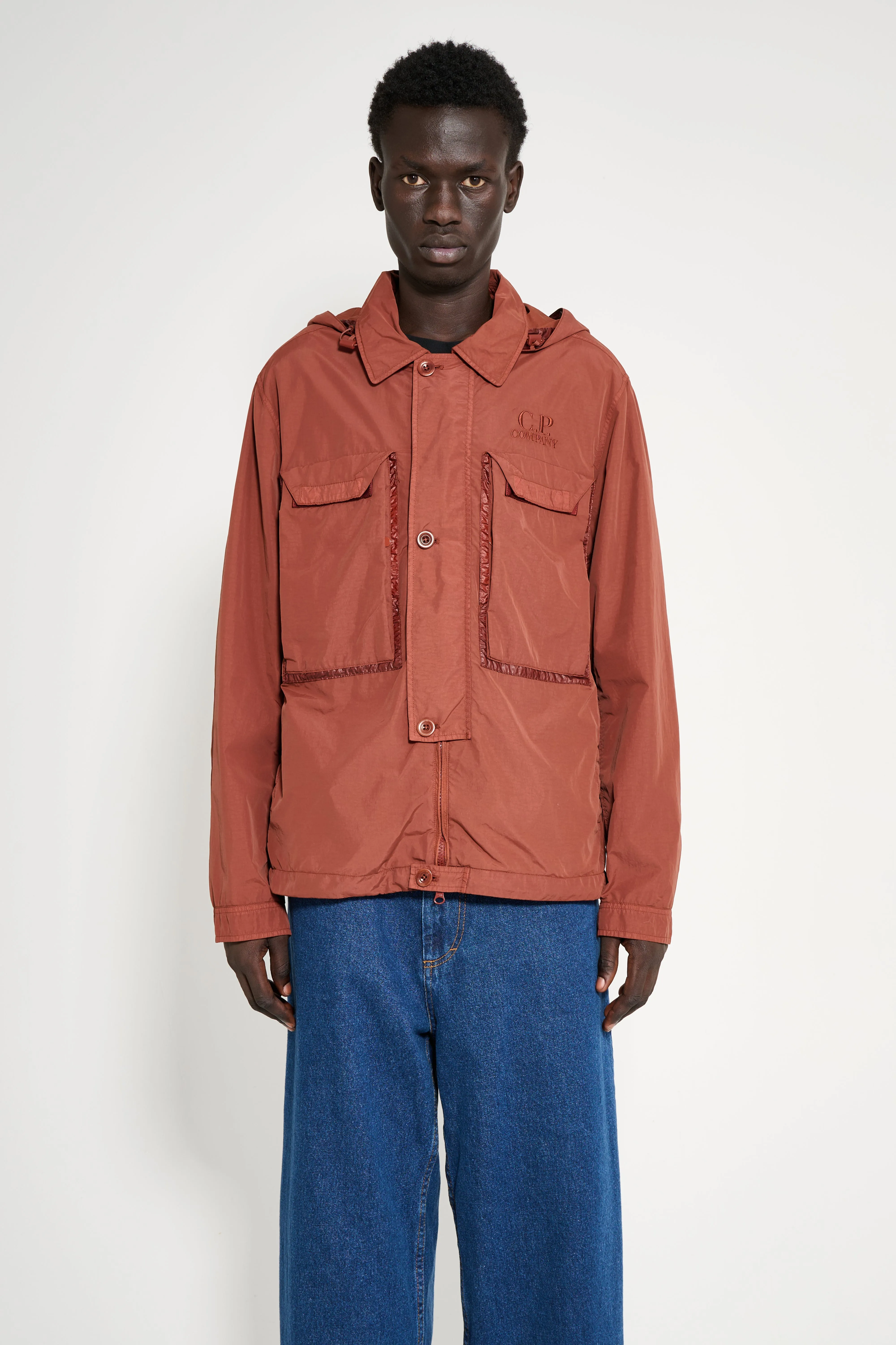 C.P. Company Flat Nylon Goggle Shirt Jacket Sable sold by Tres Bien