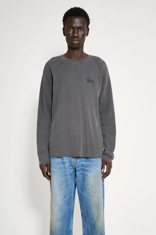 Stüssy Raglan Thermal Basic Stock LS Tee Washed Black made by Stussy