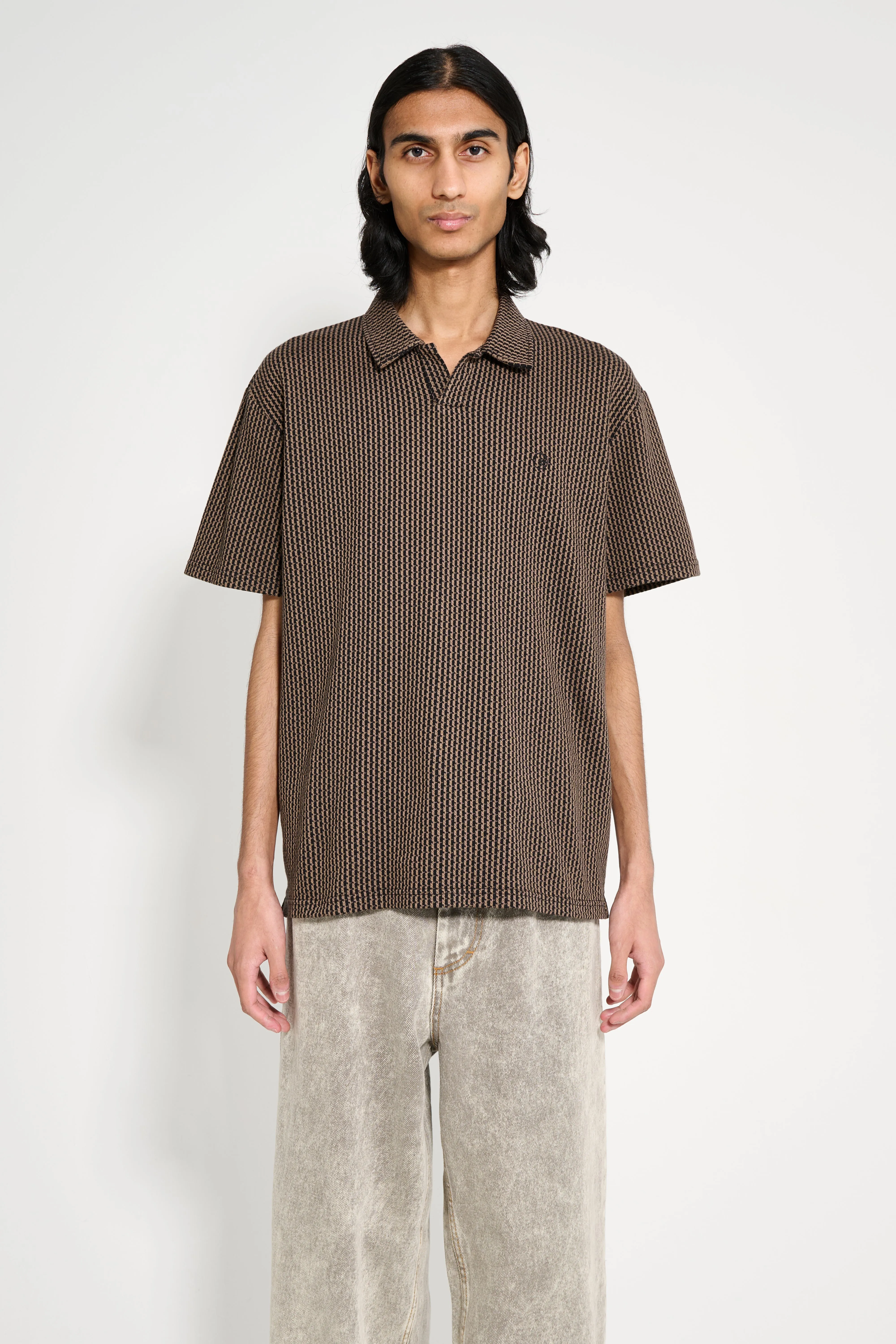 Polar Skate Co. Serge Polo Shirt Bouclé Brass / Black sold by Tres Bien