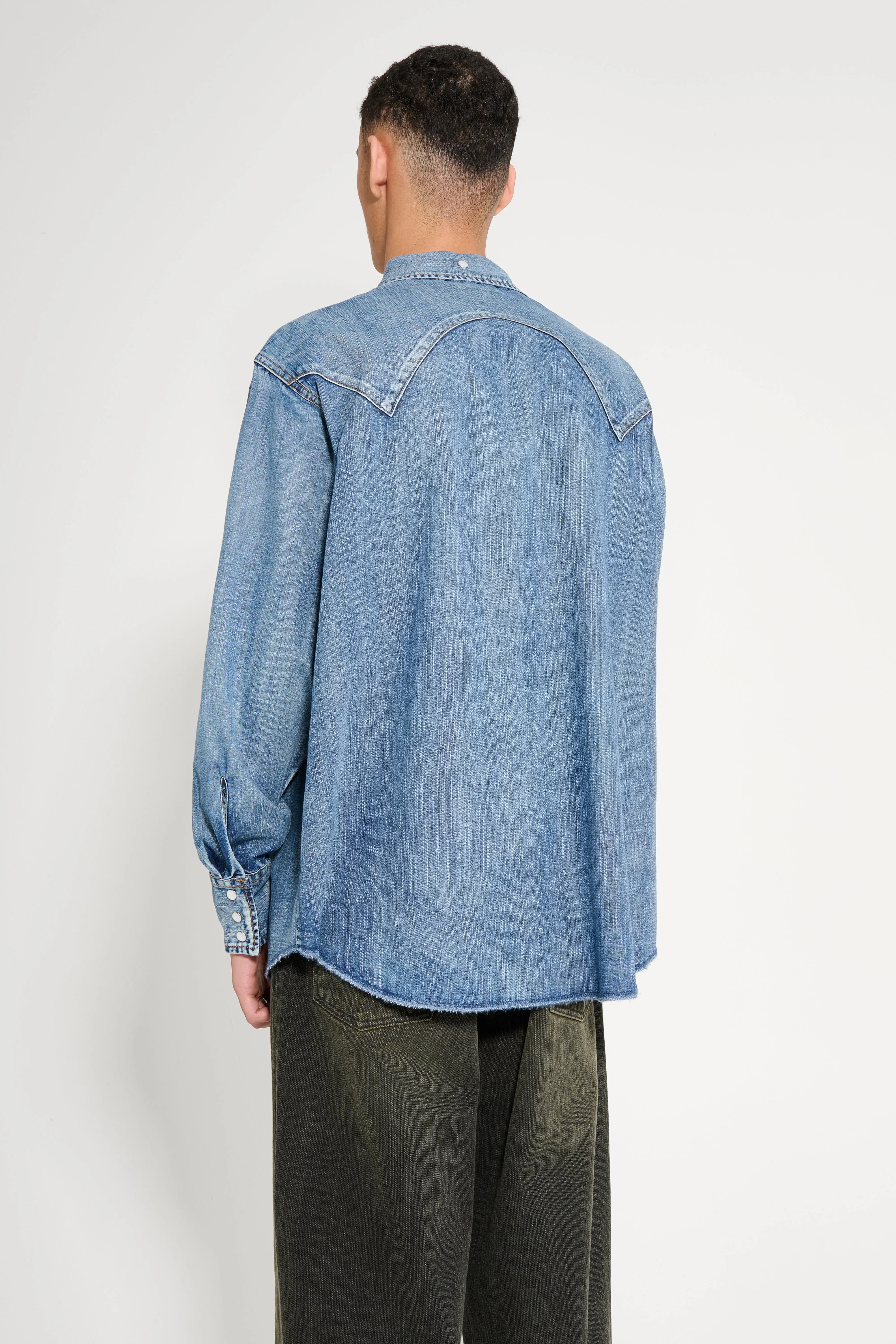 Carter Young Denim Western Shirt Mid Indigo Wash sold by Tres Bien product image thumbnail 4