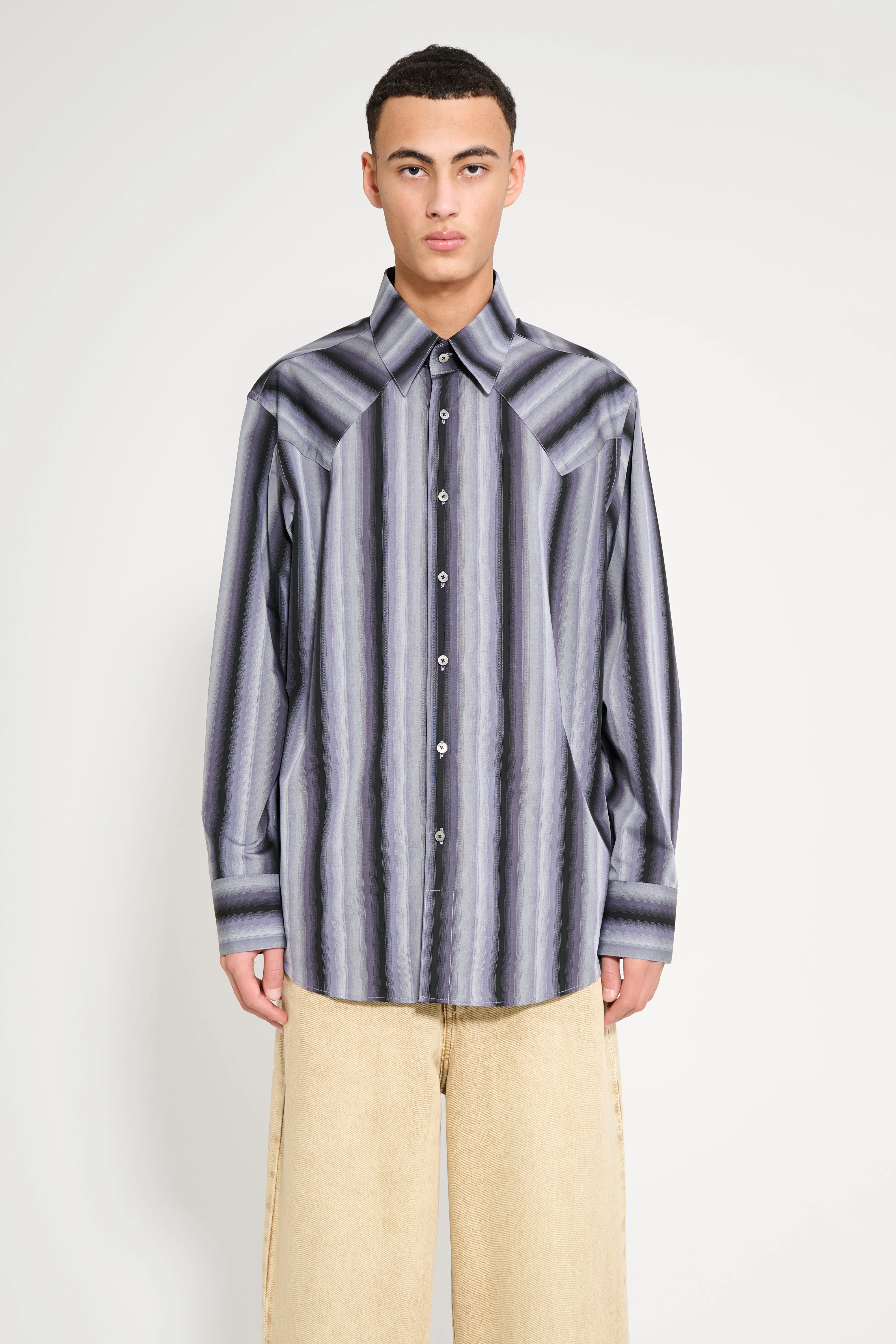 Carter Young Western Business Shirt Ombre Stripe sold by Tres Bien