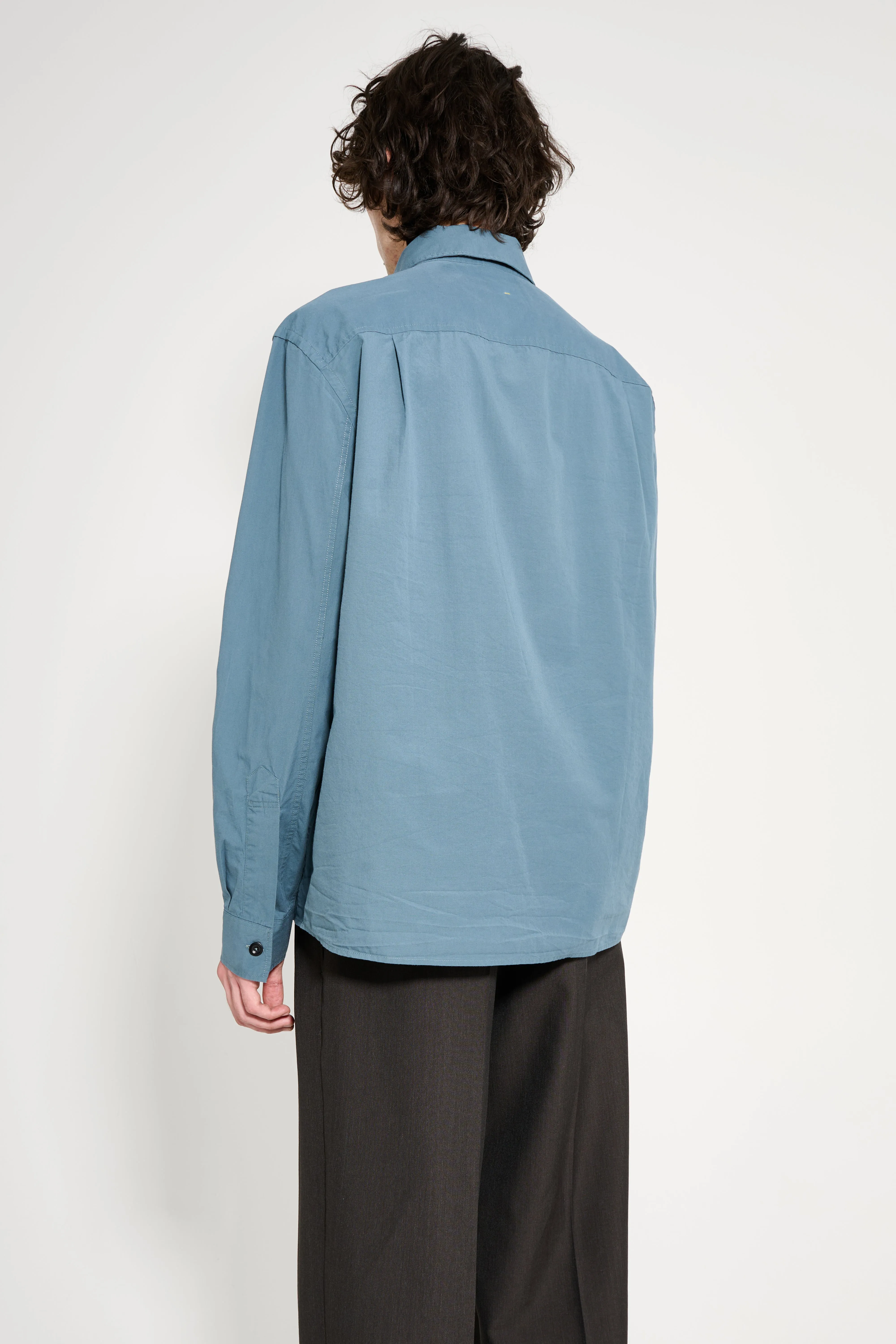Margaret Howell MHL Overall Shirt Washed Cotton Poplin Mineral Blue sold by Tres Bien product image thumbnail 4