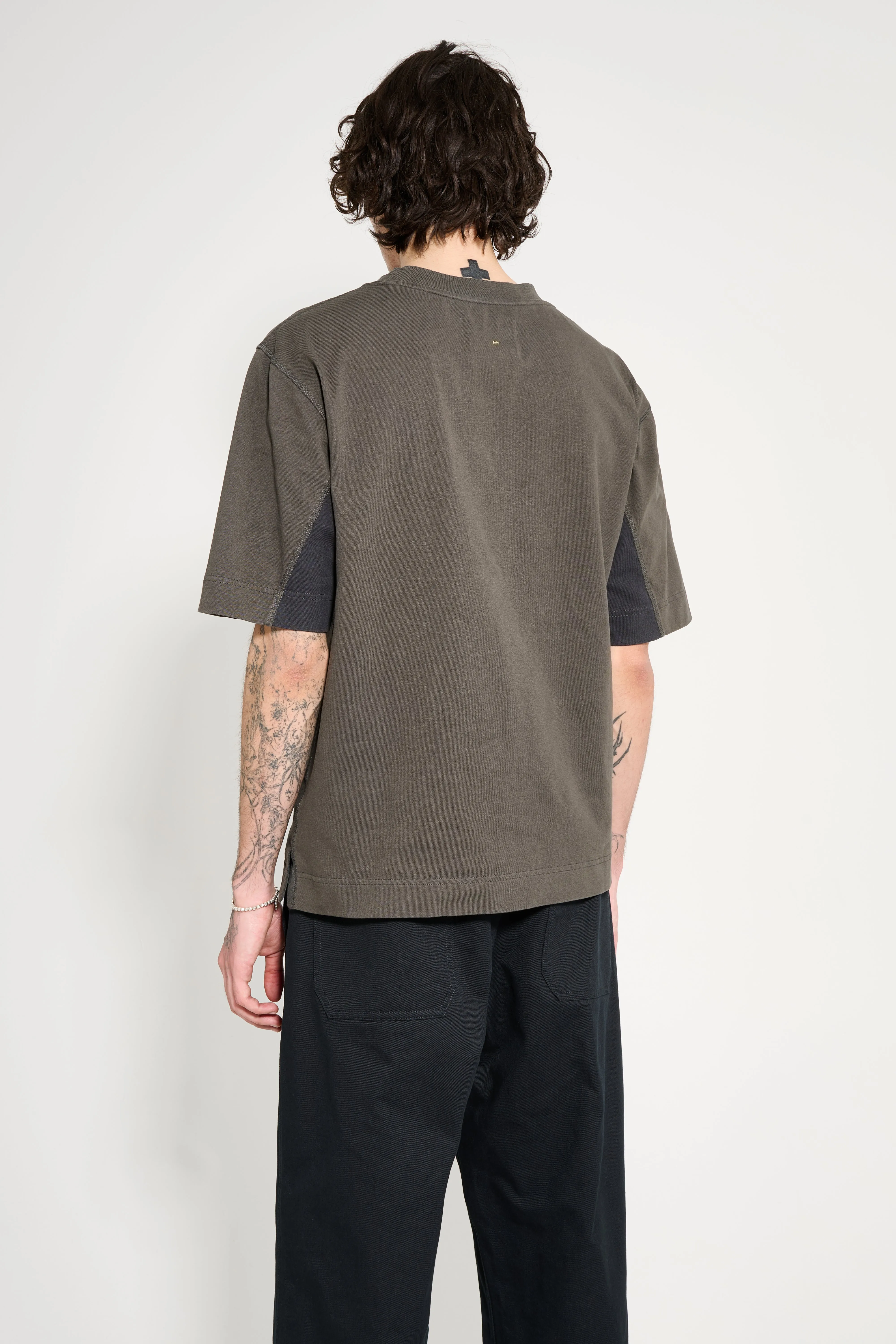 Margaret Howell MHL Panel T-Shirt Light Cotton Jersey Assam / Black sold by Tres Bien product image thumbnail 4