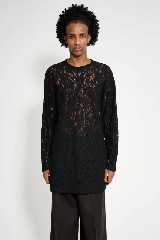 Comme des Garçons Homme Plus Lace Long Sleeve T-shirt Black made by Comme des Garcons