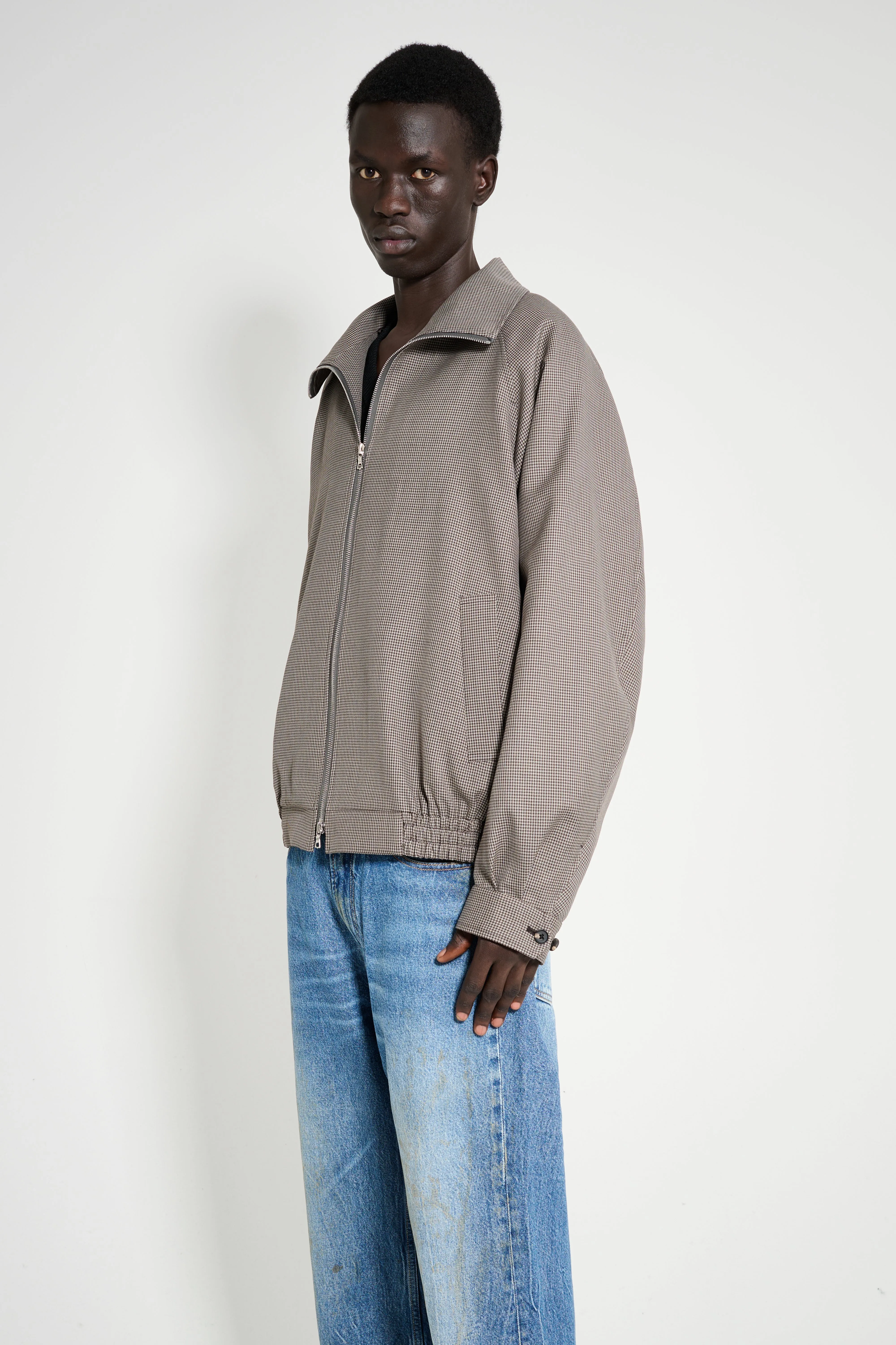 ssstein Double Weave Houndstooth Zip Up Short Jacket Houndstooth sold by Tres Bien product image thumbnail 2