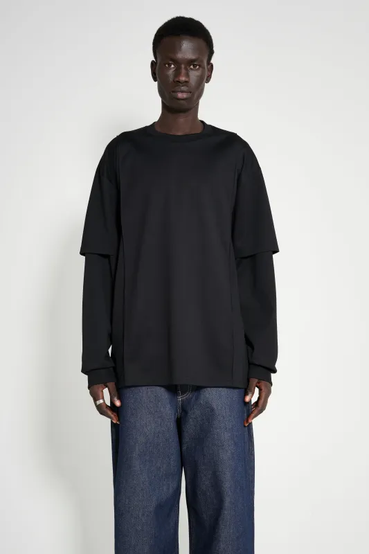 ssstein Oversized Layered Sleeve Tee Black made by ssstein