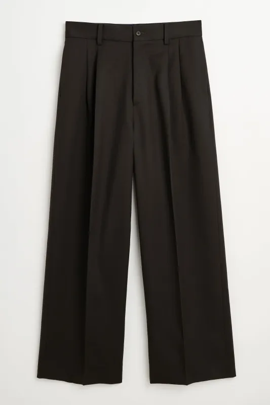 ssstein Long Wide Trousers Dark Brown made by ssstein
