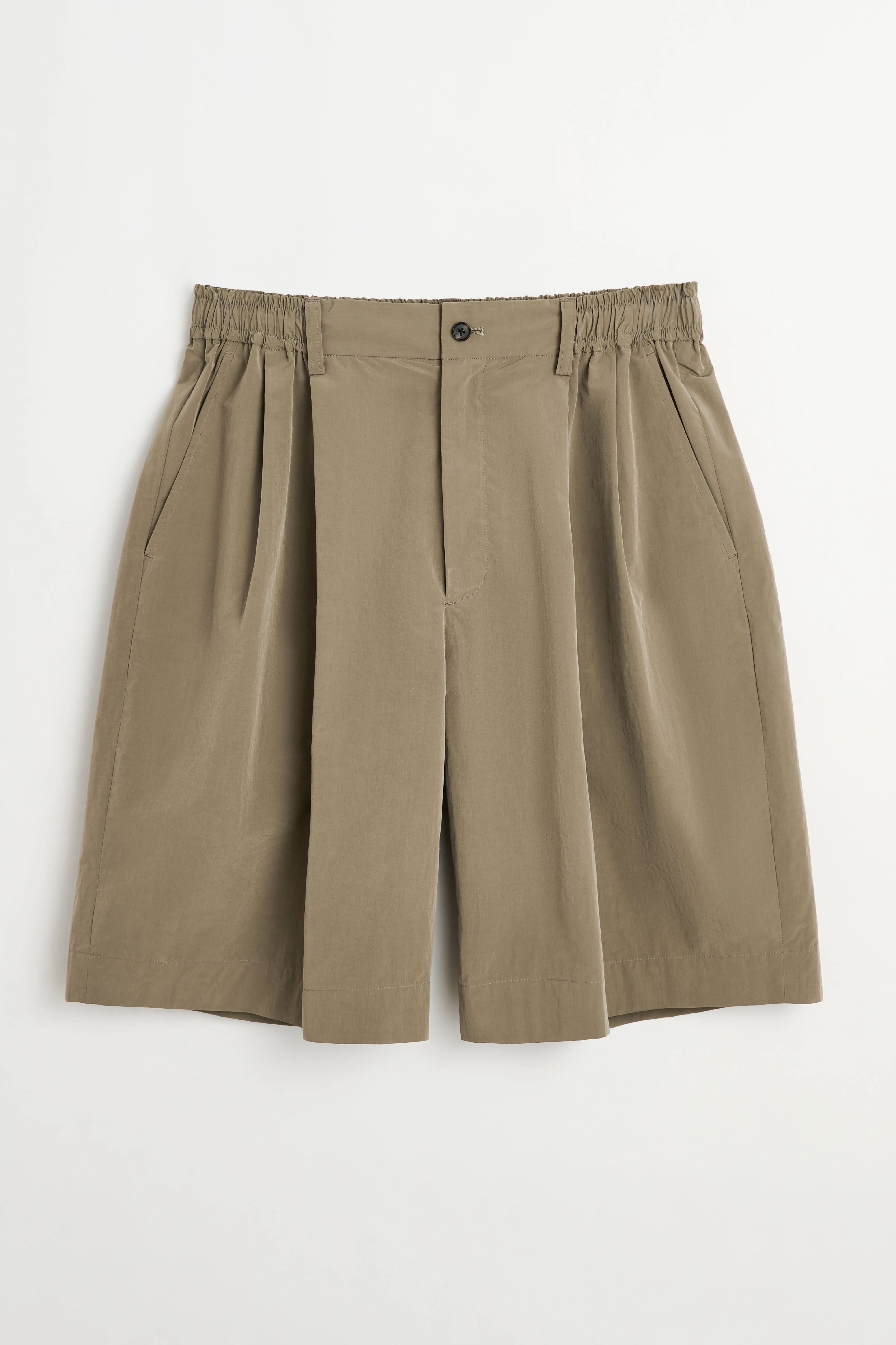 ssstein Windproof Nylon Wide Easy Shorts Taupe sold by Tres Bien