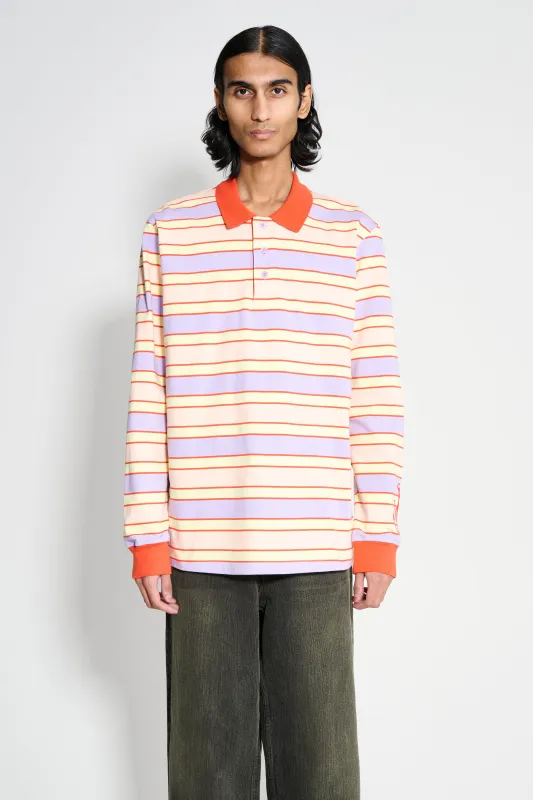 JW Anderson Striped Contrast Trim LS Polo Top Pink / Multi made by Tres Bien