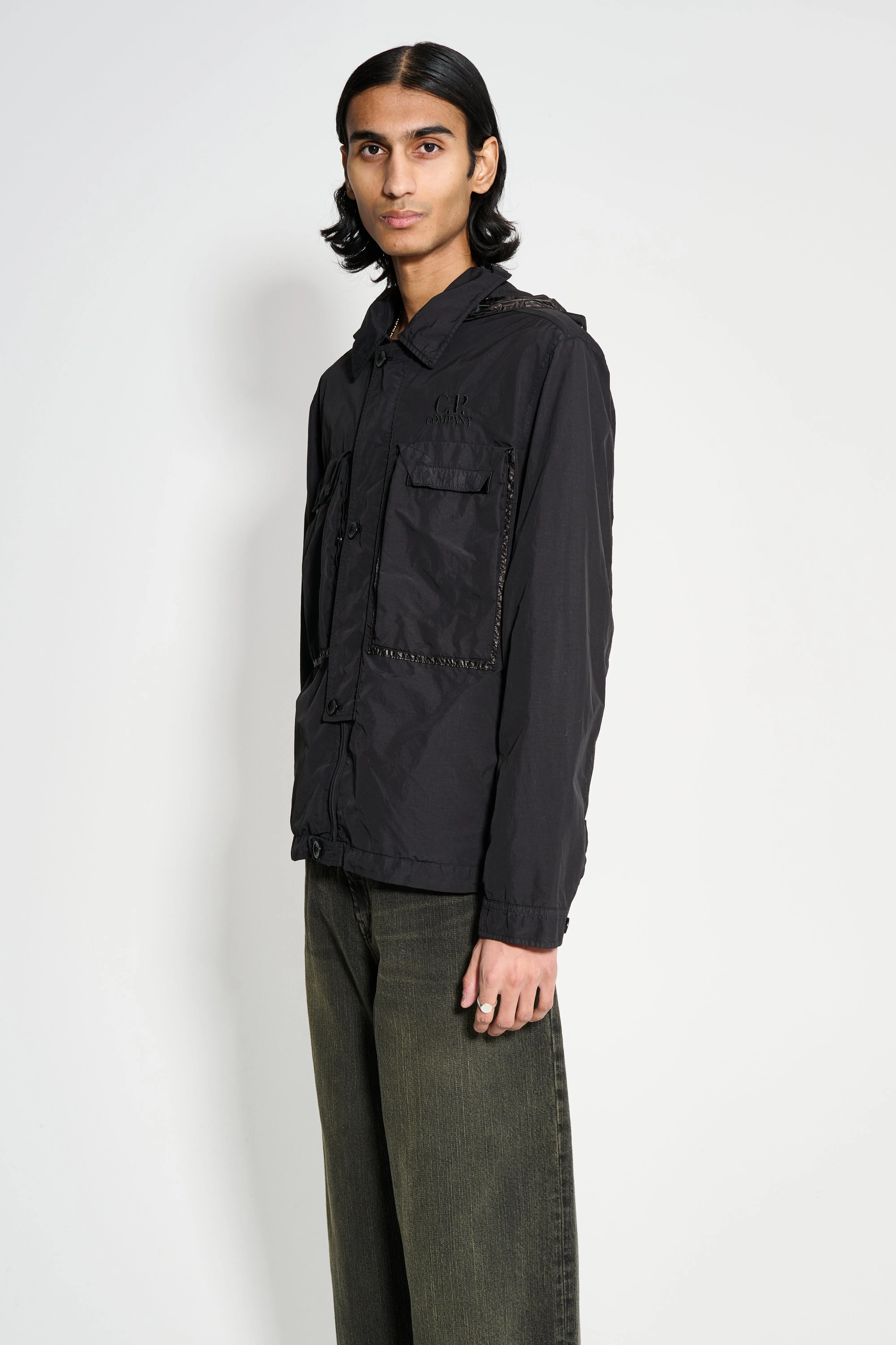 C.P. Company Flat Nylon Goggle Overshirt Black sold by Tres Bien product image thumbnail 2