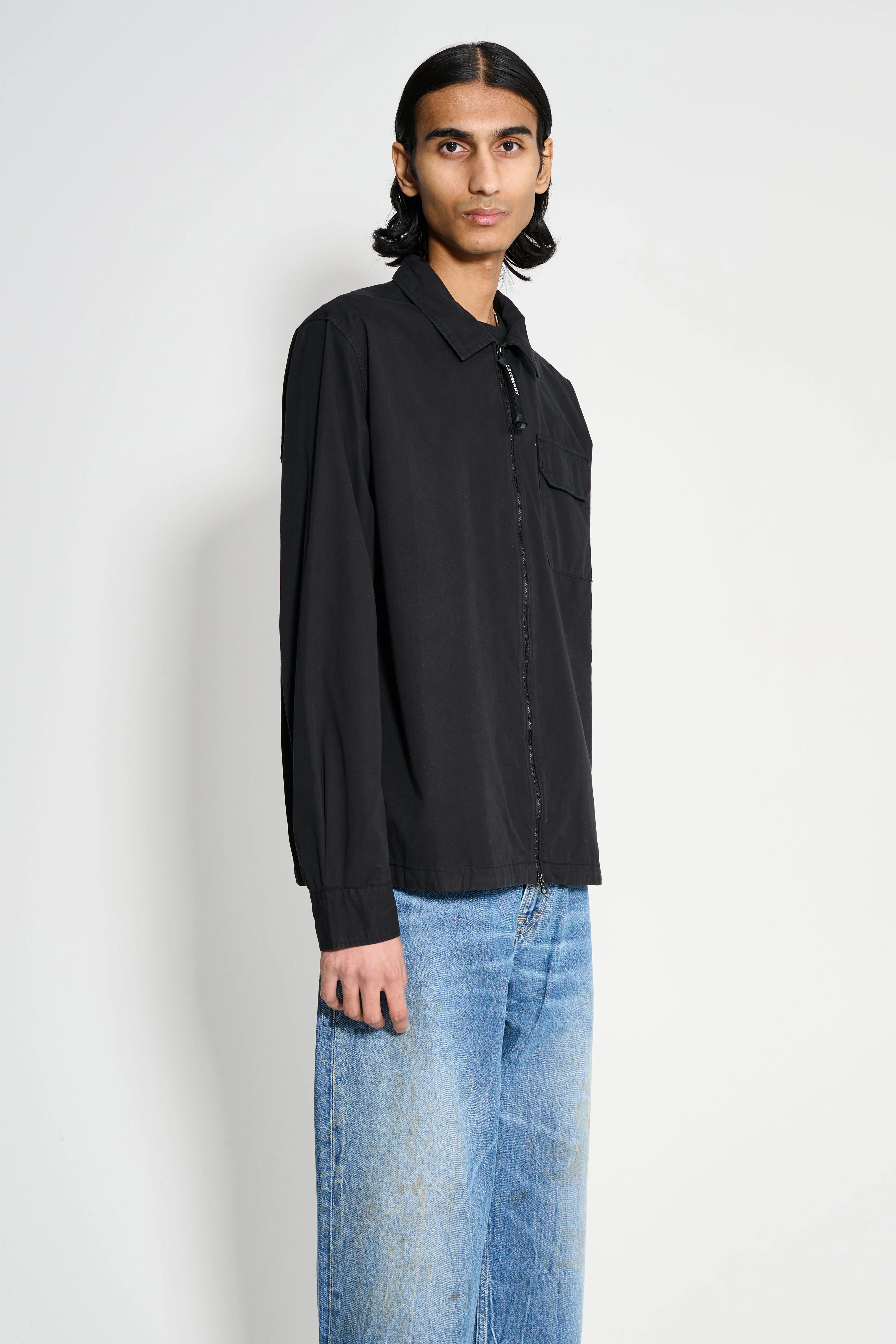 C.P. Company Organic Gabardine Full Zip Overshirt Black sold by Tres Bien product image thumbnail 4