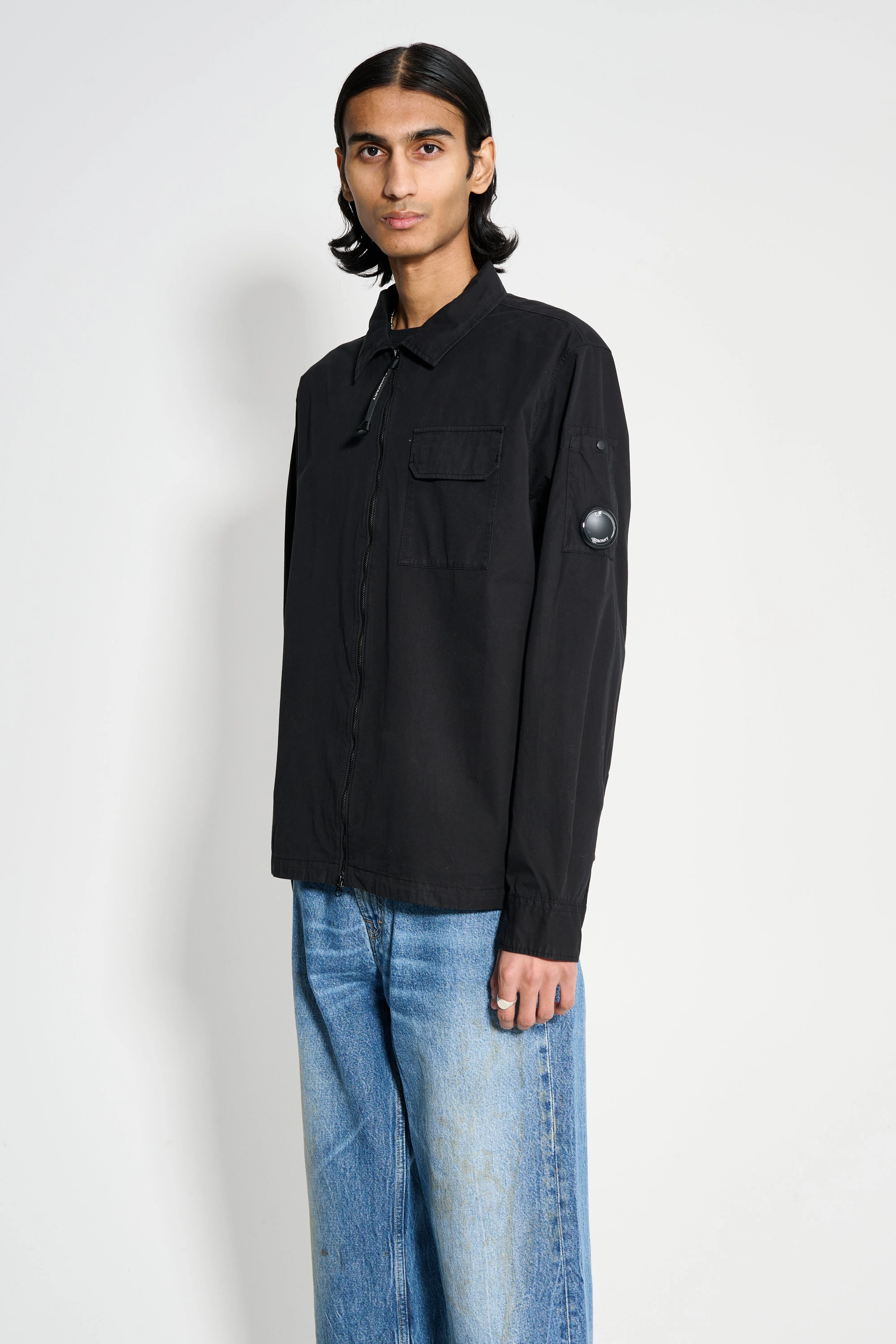 C.P. Company Organic Gabardine Full Zip Overshirt Black sold by Tres Bien product image thumbnail 2