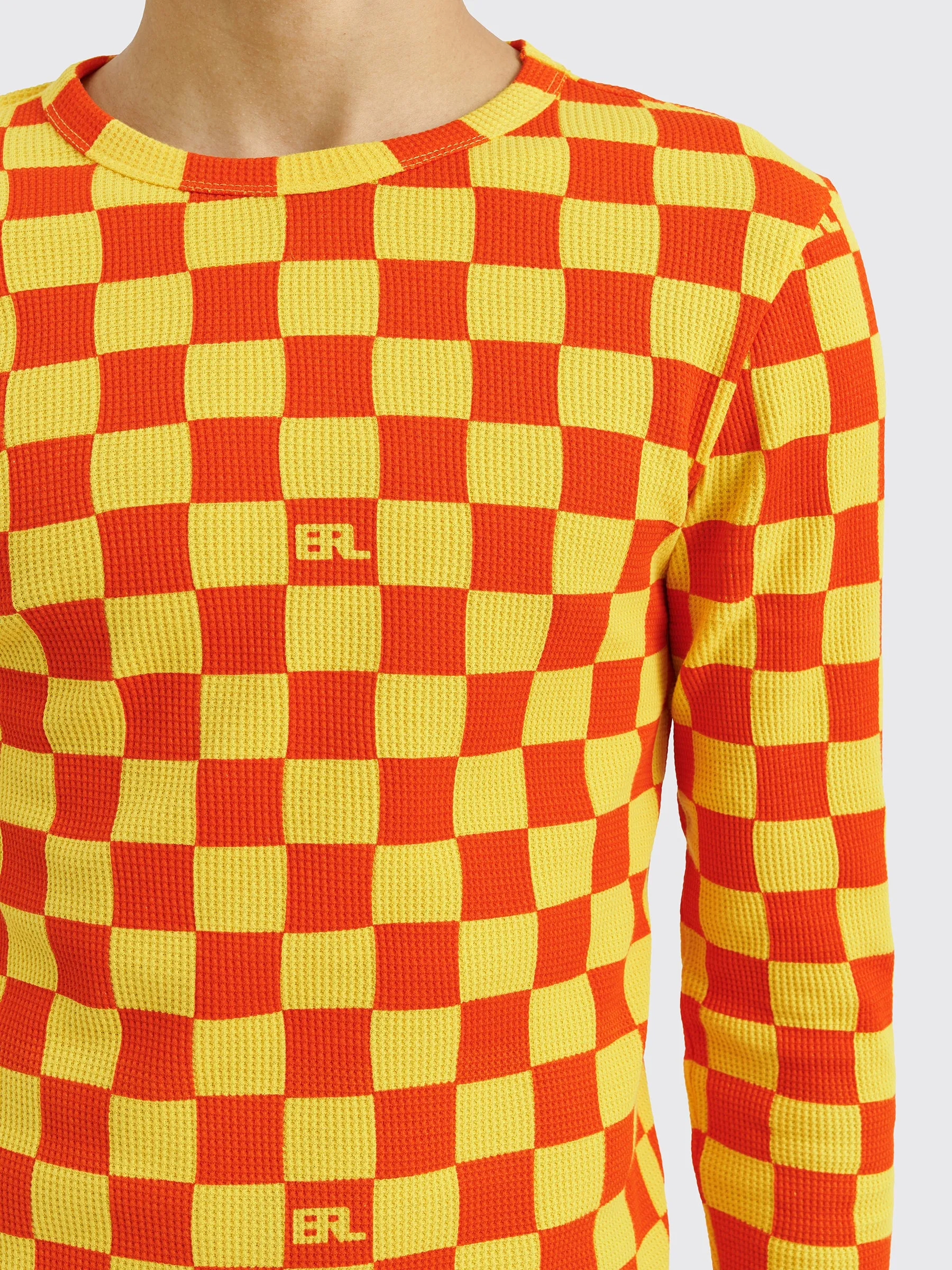 ERL Checker Print Waffle Longsleeve T-shirt Orange sold by Tres Bien product image thumbnail 5