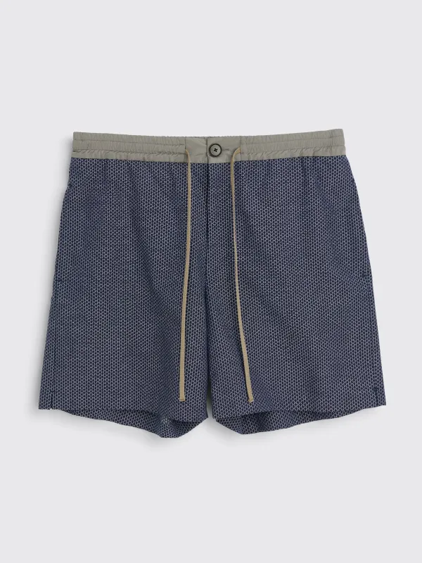 TRÈS BIEN everywear Short Leg Shorts Jacquard Pattern Blue made by Tres Bien