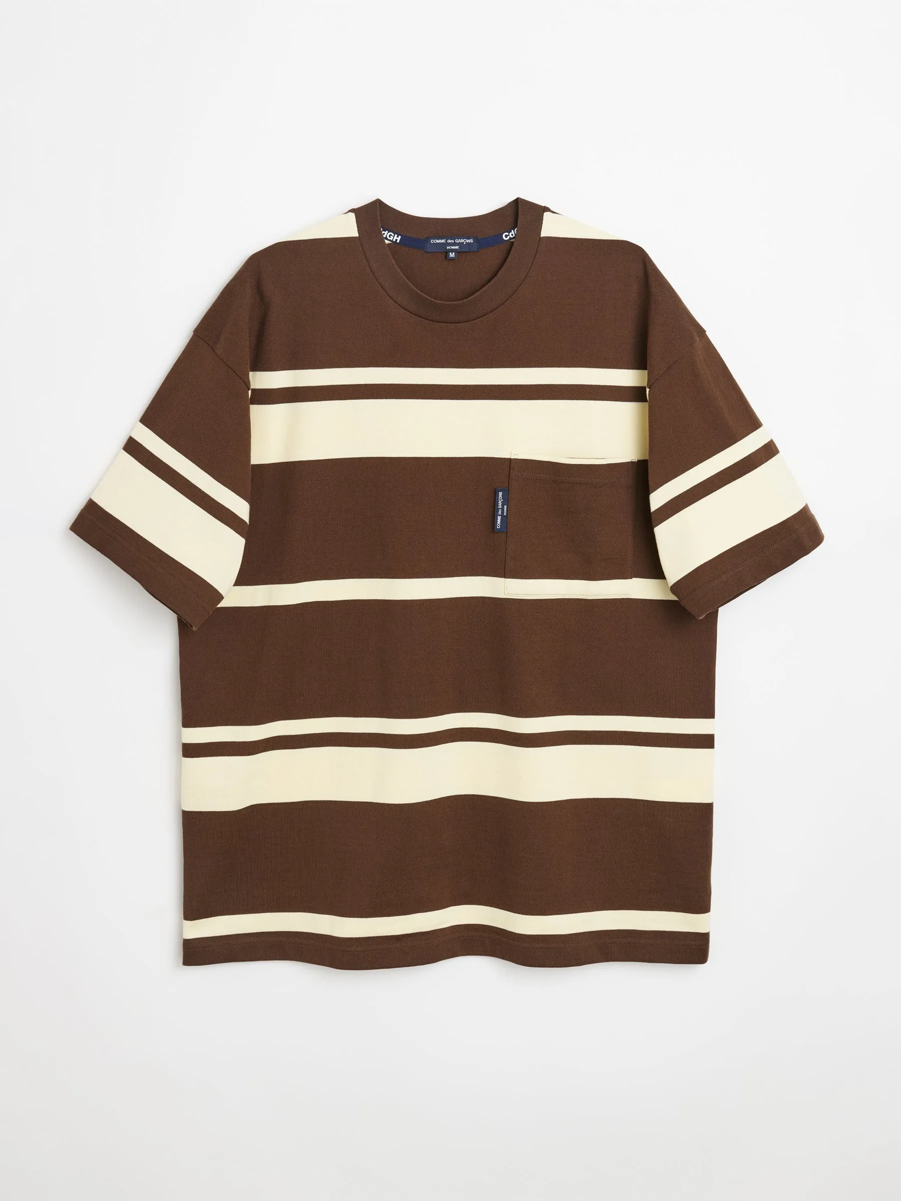 Comme des Garçons Homme Striped T-shirt Brown / Cream sold by Tres Bien
