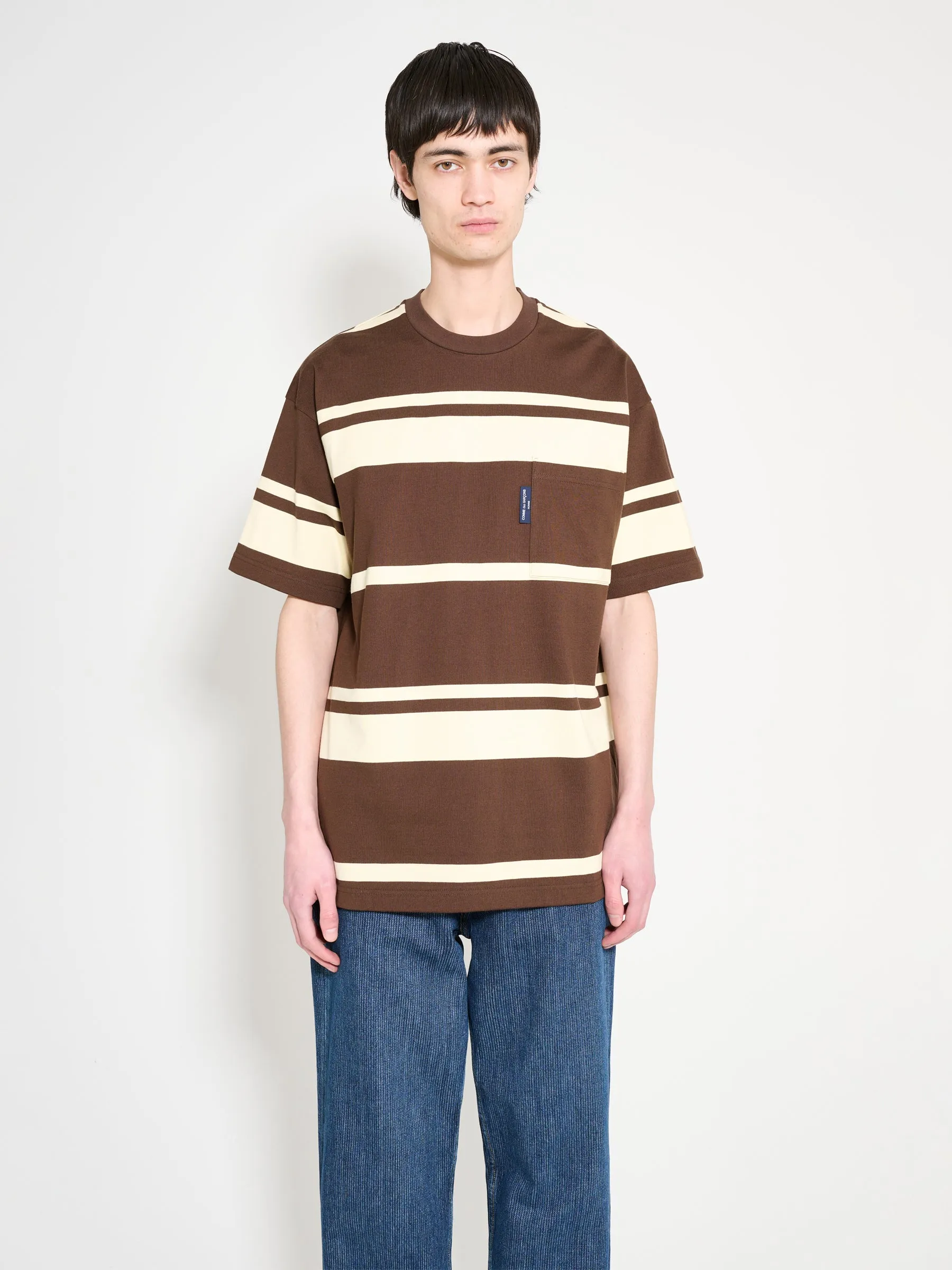 Comme des Garçons Homme Striped T-shirt Brown / Cream sold by Tres Bien product image thumbnail 5