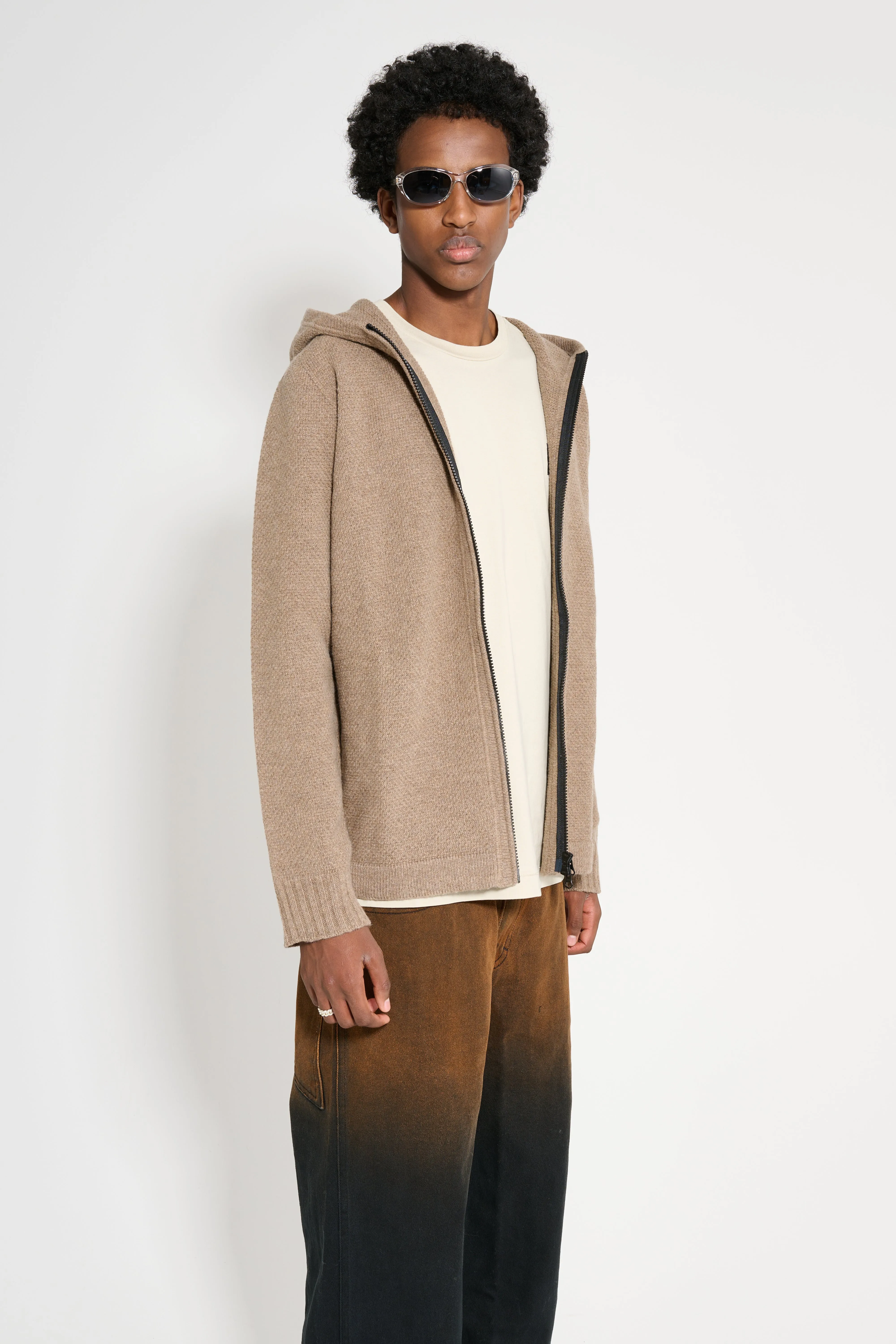 Stone Island Hooded Full Zip Cardigan Walnut sold by Tres Bien product image thumbnail 3