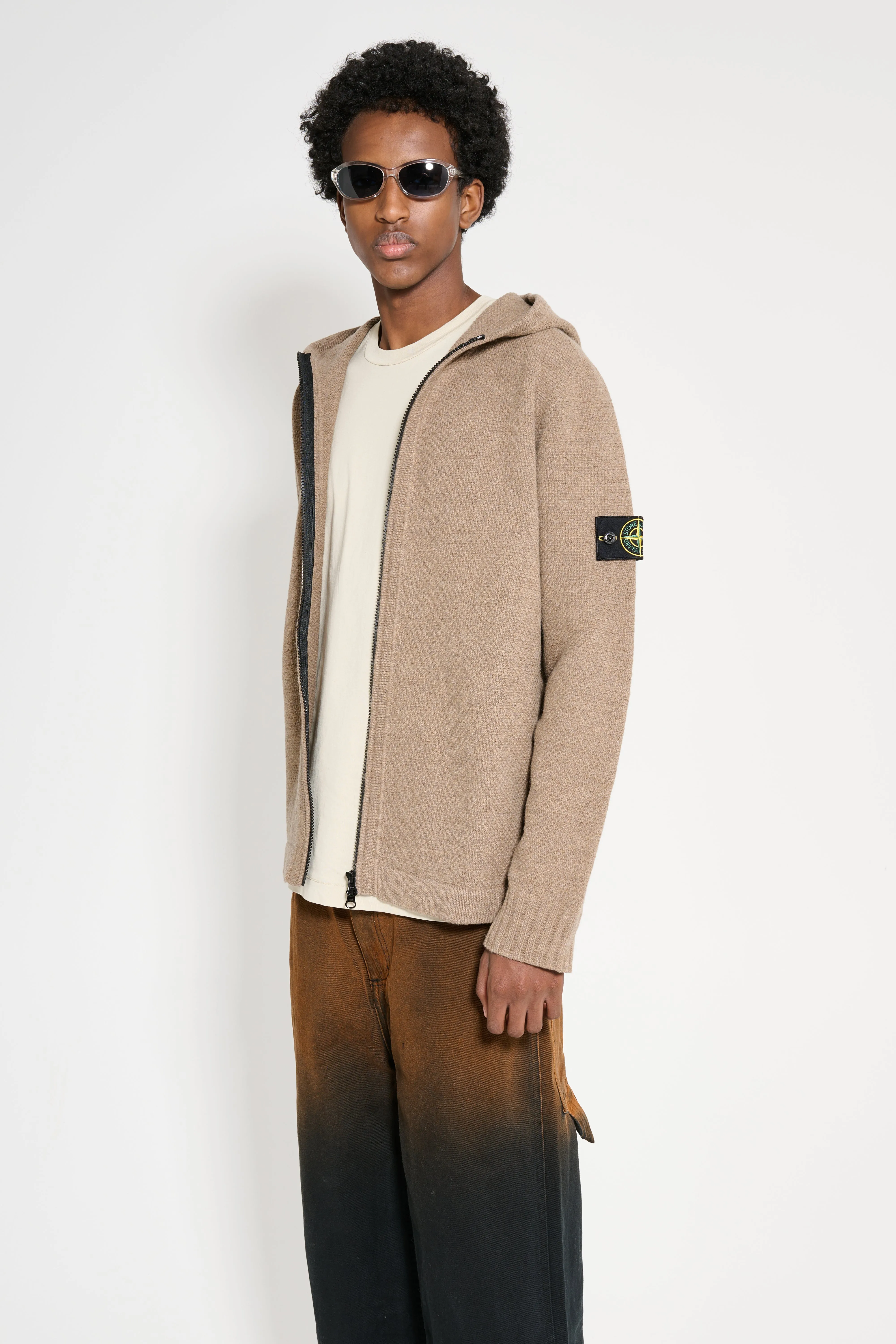 Stone Island Hooded Full Zip Cardigan Walnut sold by Tres Bien product image thumbnail 2