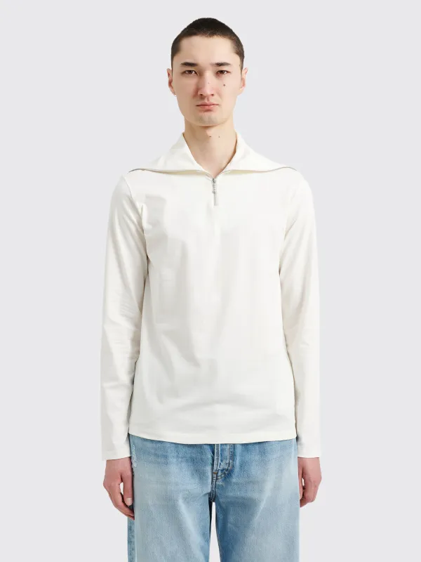 Jil Sander+ Stretch Cotton Jersey Half Zip Long Sleeve T-shirt White sold by Tres Bien