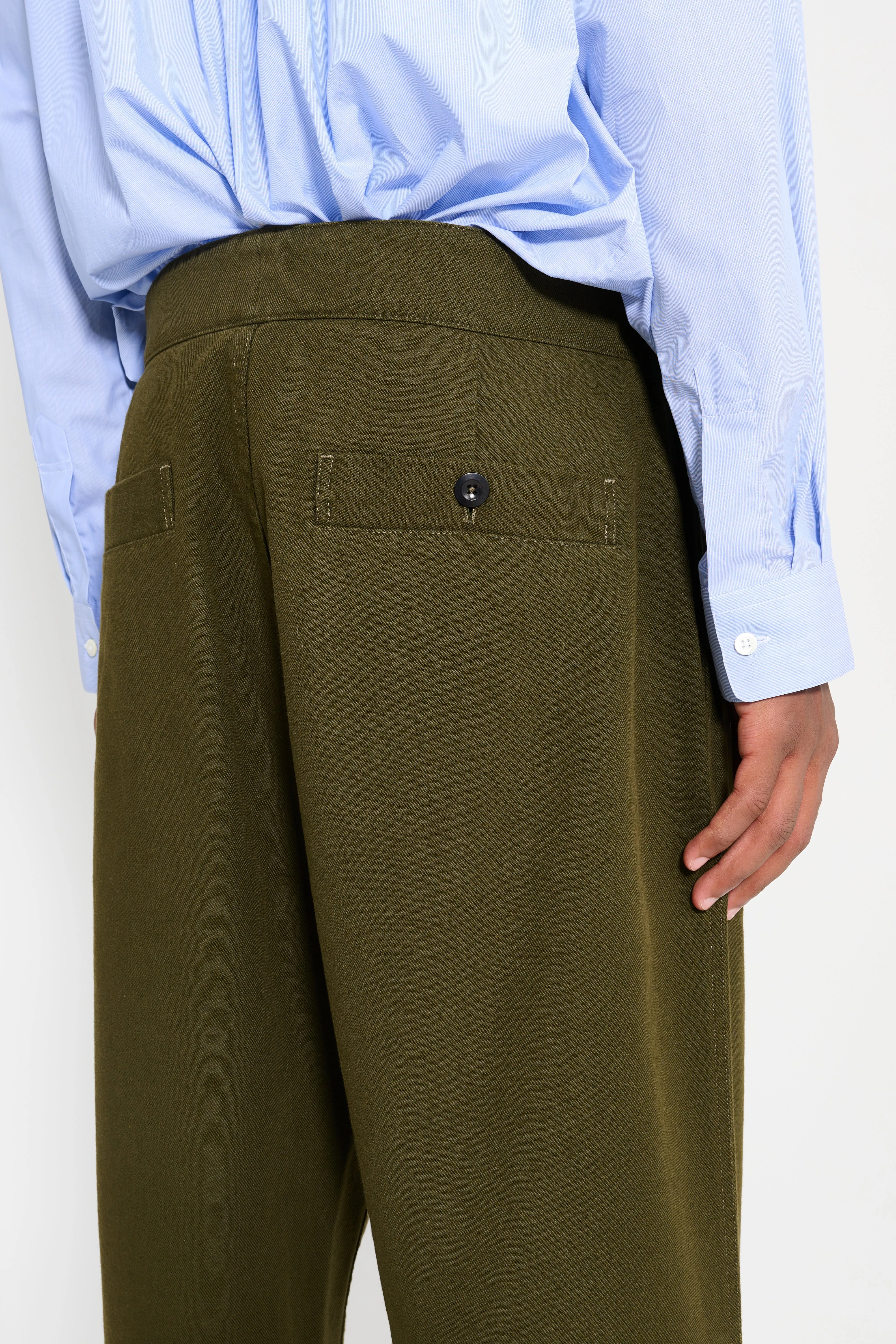 Margaret Howell MHL Slide Adjustor Trouser Cotton Wool Drill Moss sold by Tres Bien product image thumbnail 4