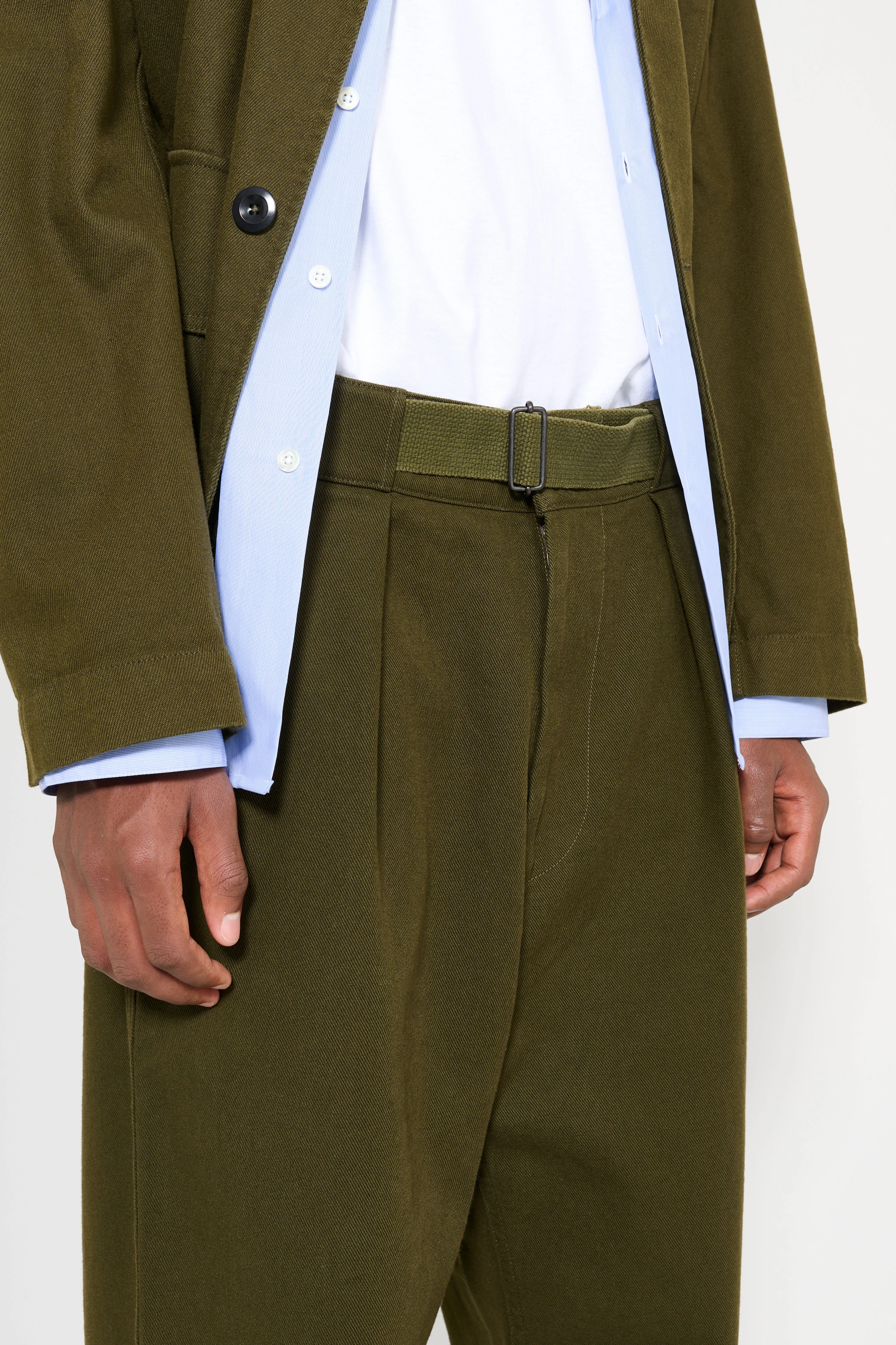 Margaret Howell MHL Slide Adjustor Trouser Cotton Wool Drill Moss sold by Tres Bien product image thumbnail 3