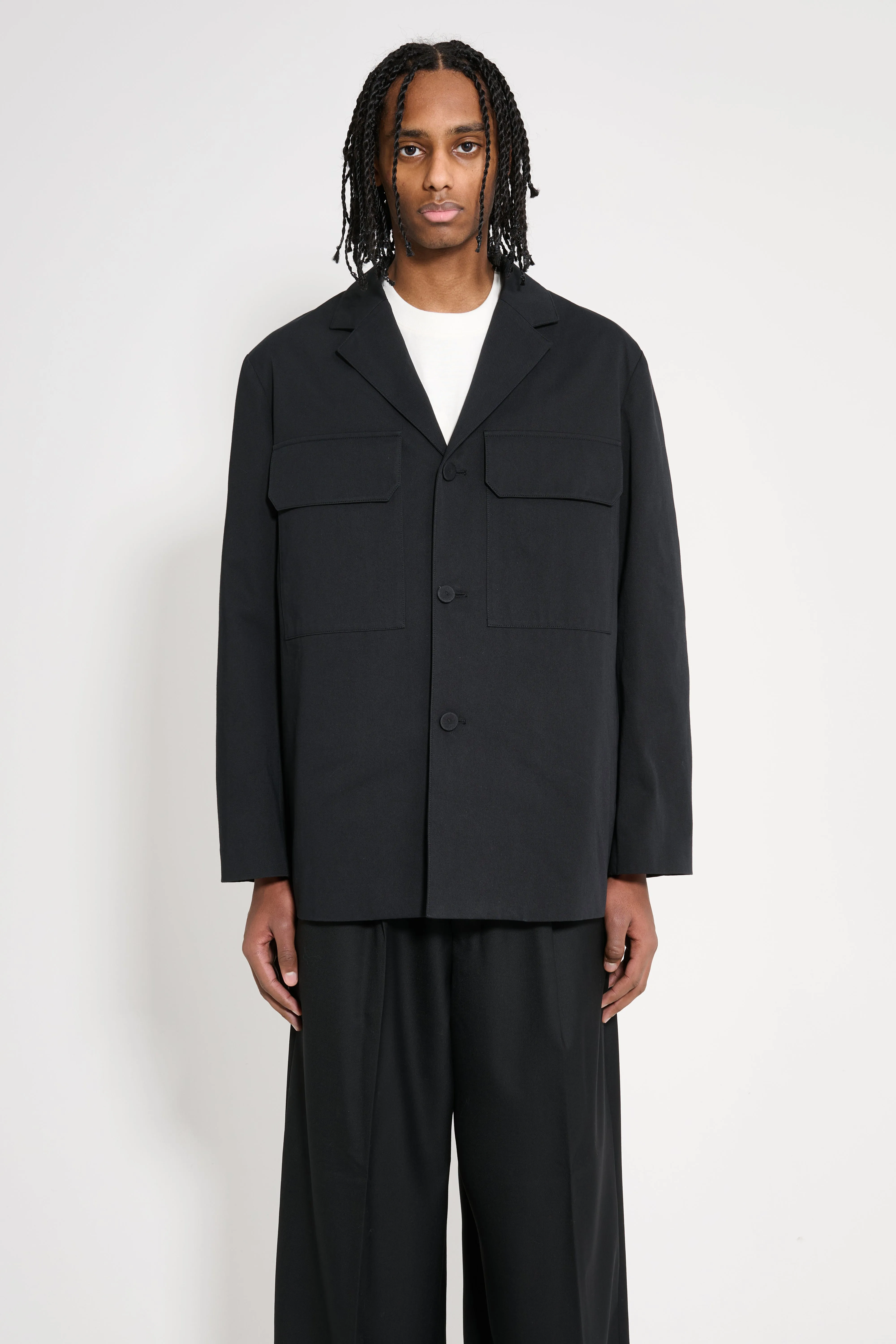Jil Sander Washed Cotton Twill Jacket Black sold by Tres Bien