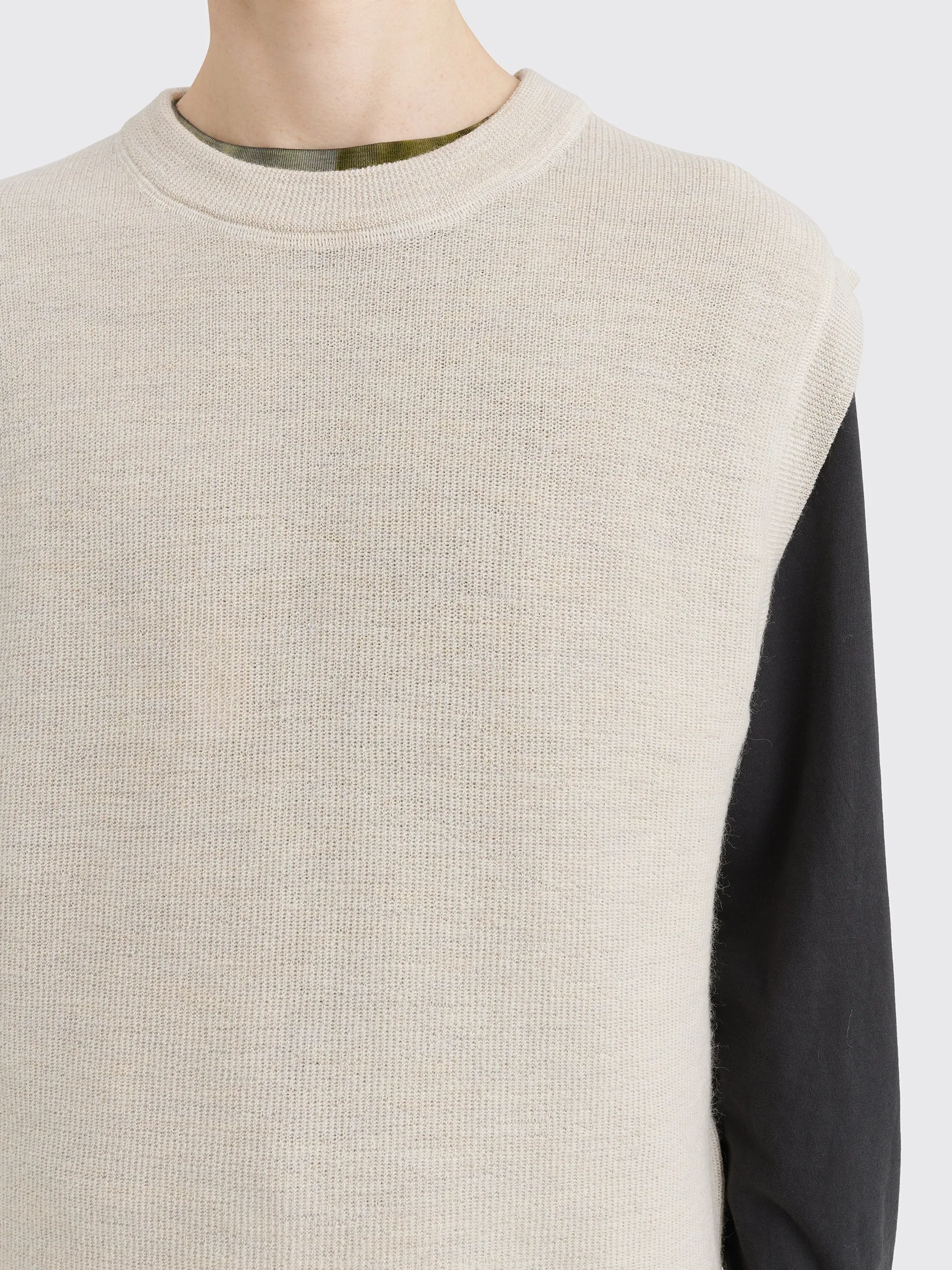 Margaret Howell MHL Crew Neck Slipover Utility Wool Chalk sold by Tres Bien product image thumbnail 5
