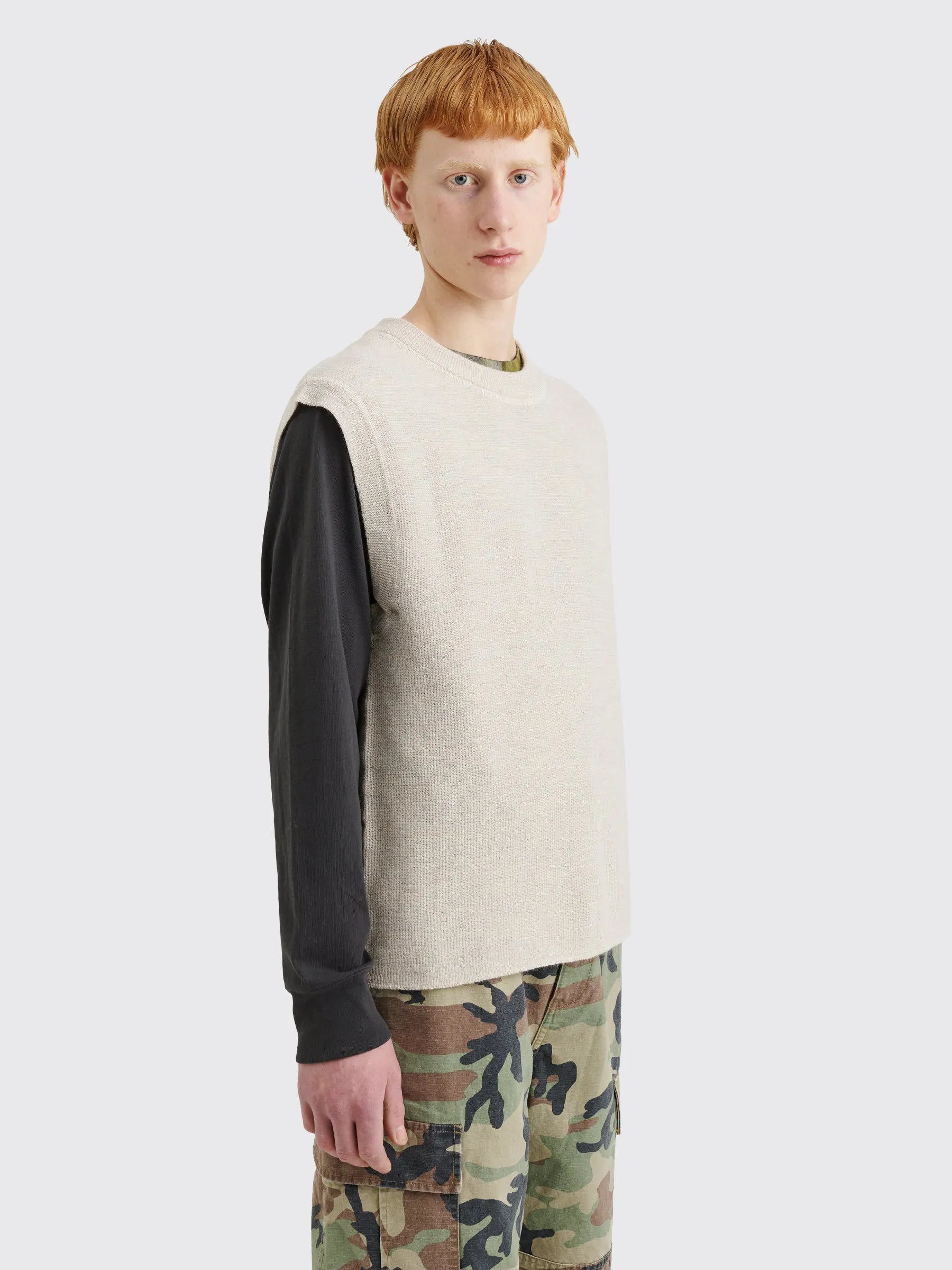 Margaret Howell MHL Crew Neck Slipover Utility Wool Chalk sold by Tres Bien product image thumbnail 3