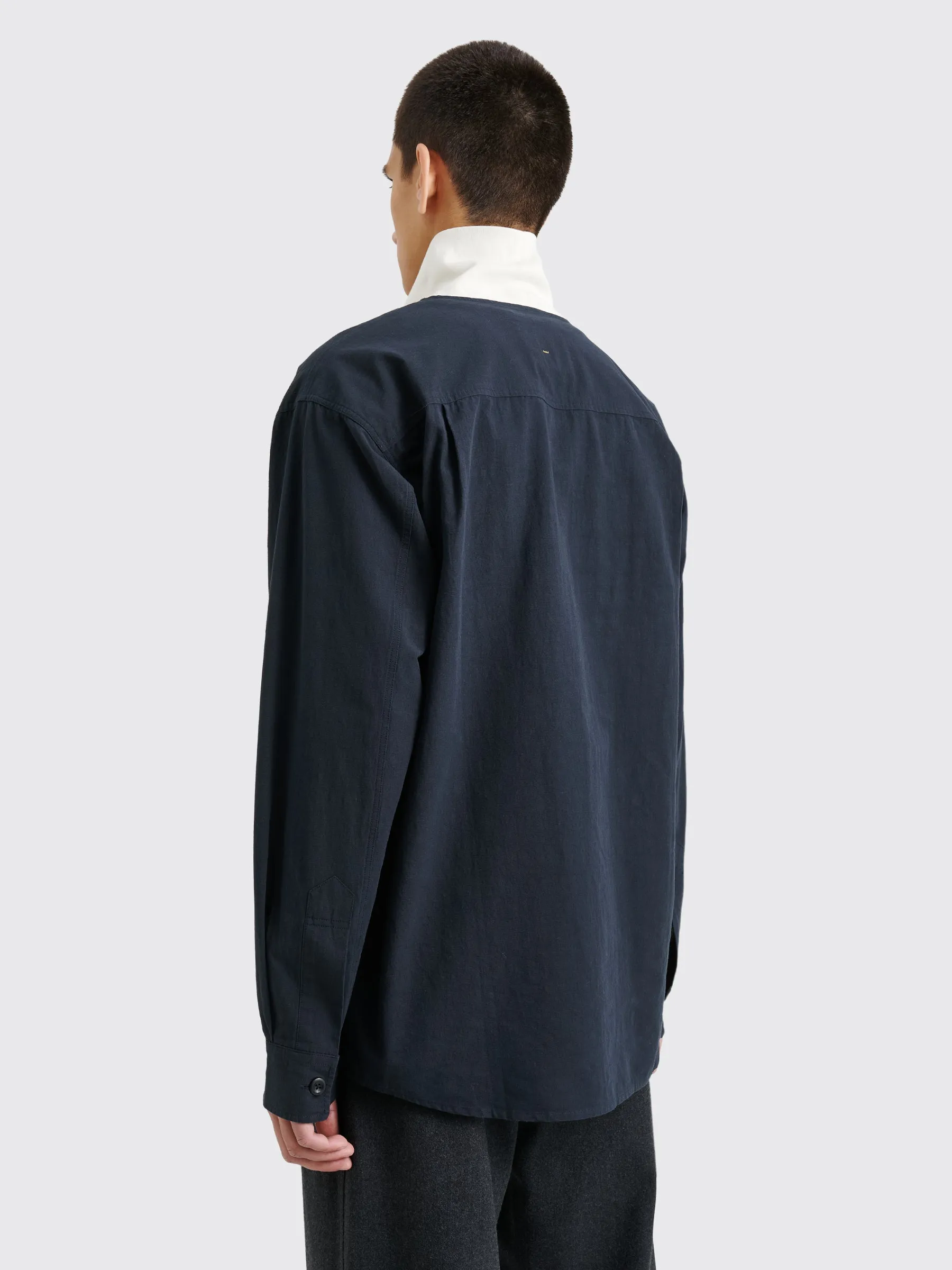 Margaret Howell MHL Scout Shirt Linen Plainweave Ink sold by Tres Bien product image thumbnail 3