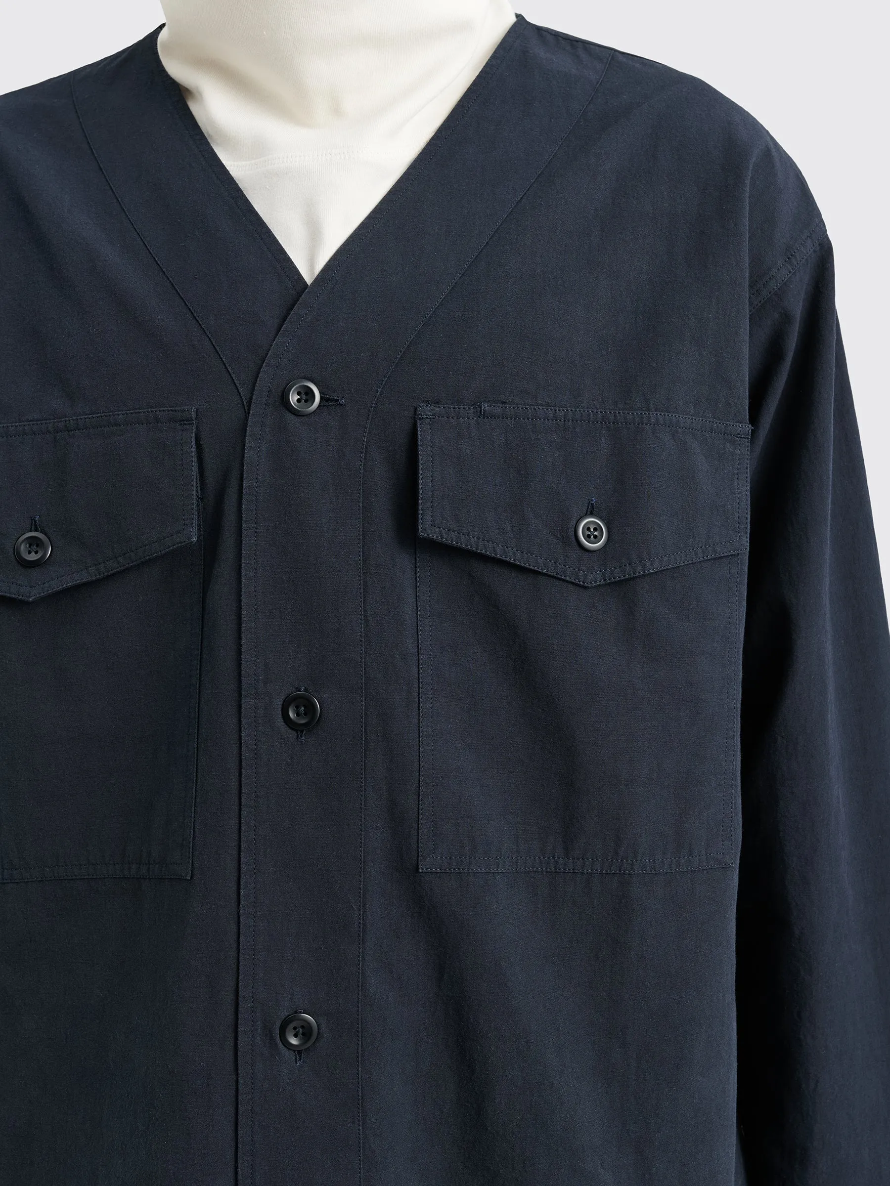 Margaret Howell MHL Scout Shirt Linen Plainweave Ink sold by Tres Bien product image thumbnail 5