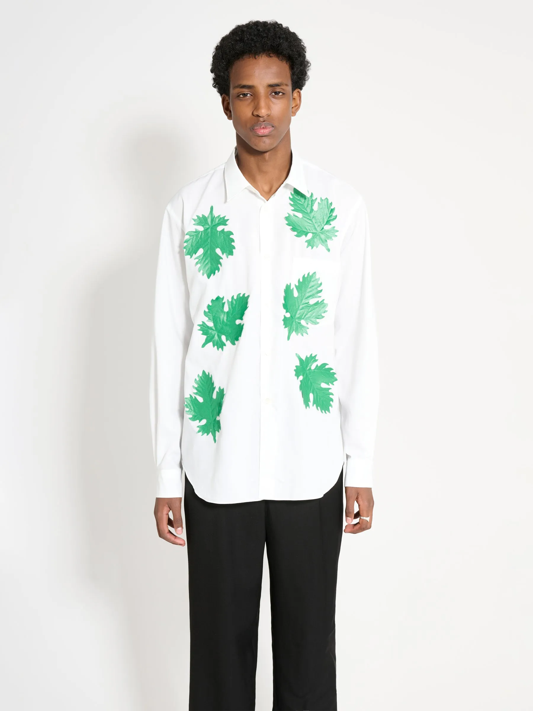 Comme des Garçons Homme Plus Broad Leaf Motif C Shirt White / Green sold by Tres Bien