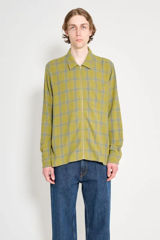 Stüssy Zip Shirt Twisted Yarn Plaid Green made by Stussy