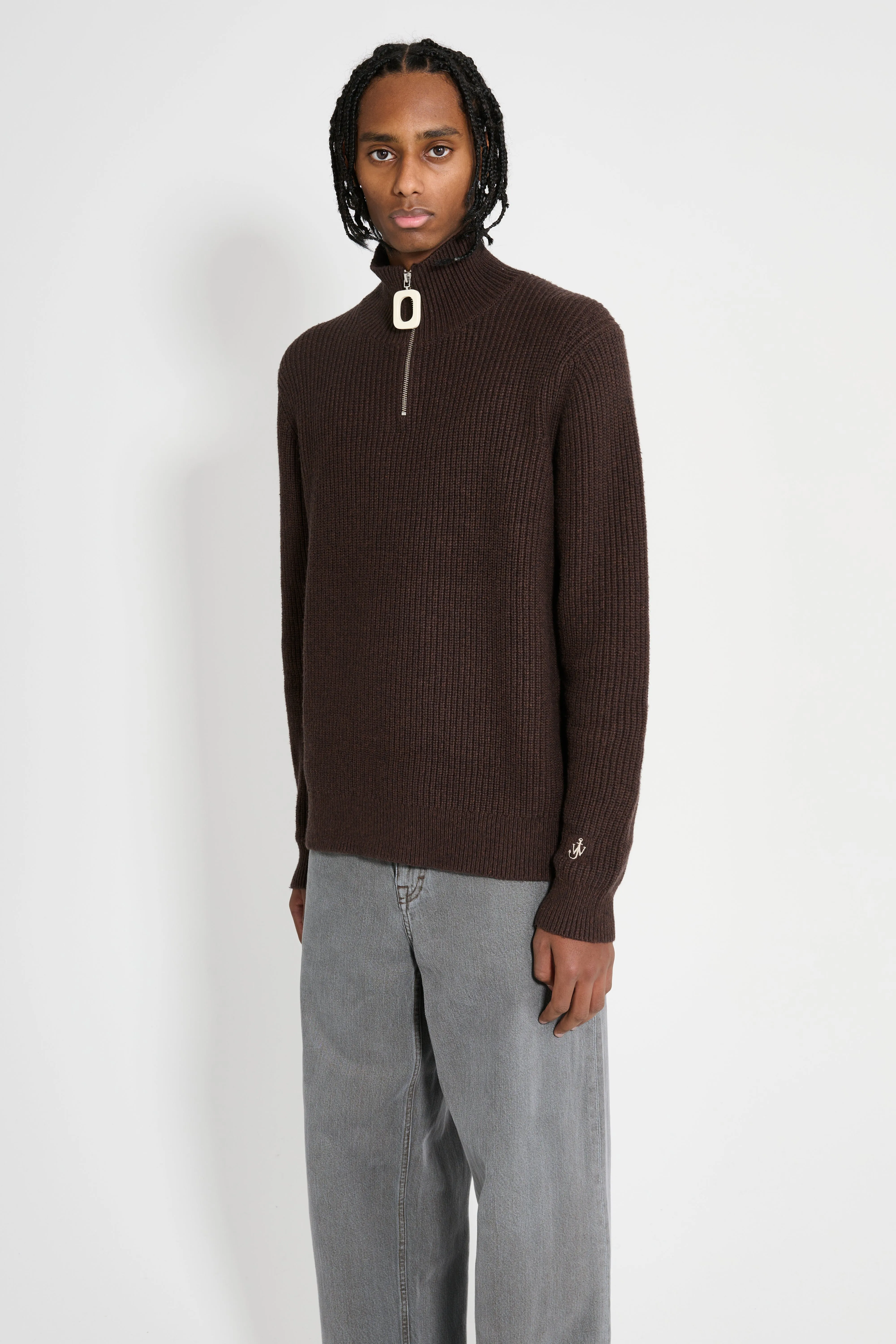 JW Anderson JWA Puller Half Zip Jumper Chocolate Brown sold by Tres Bien product image thumbnail 2