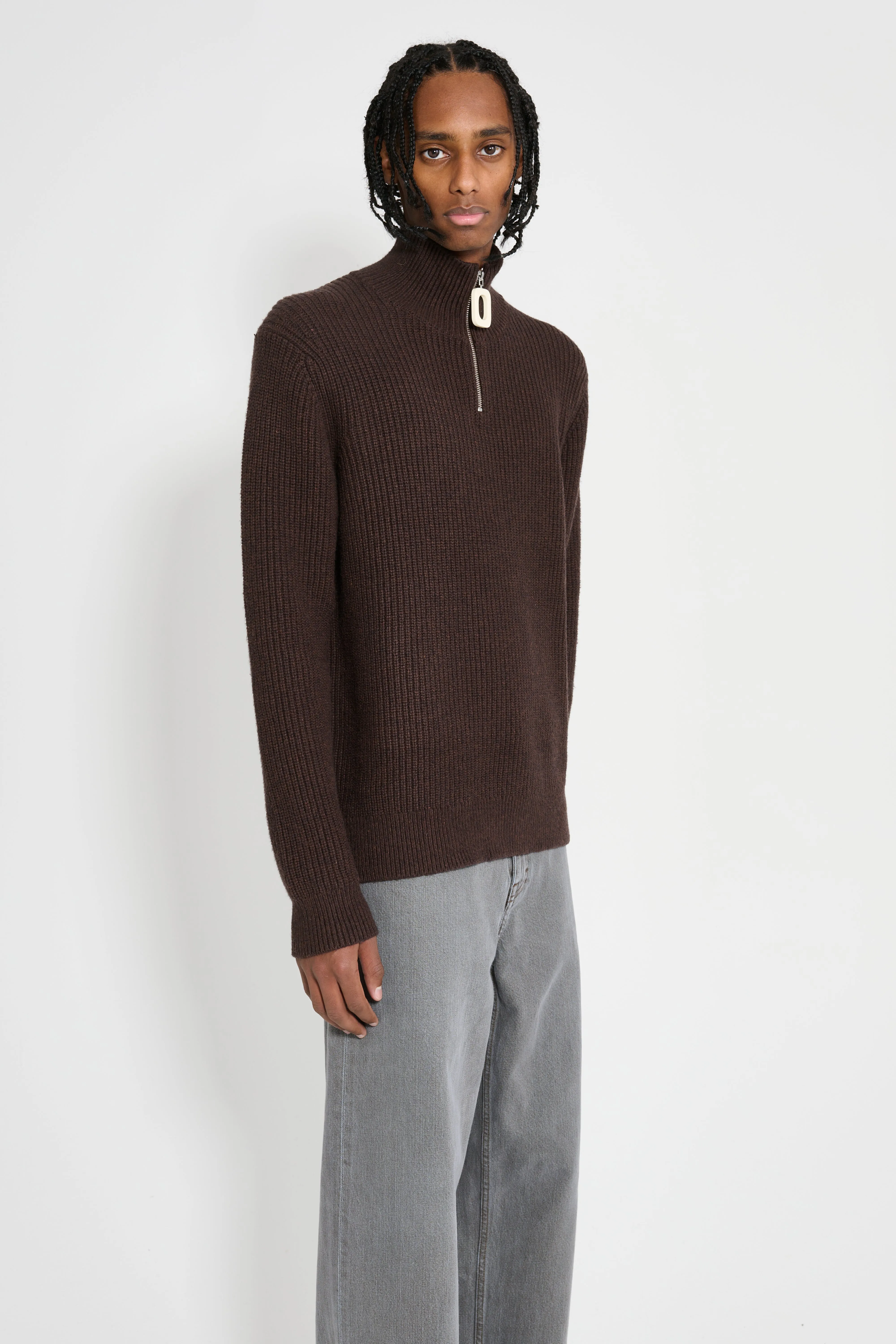 JW Anderson JWA Puller Half Zip Jumper Chocolate Brown sold by Tres Bien product image thumbnail 3