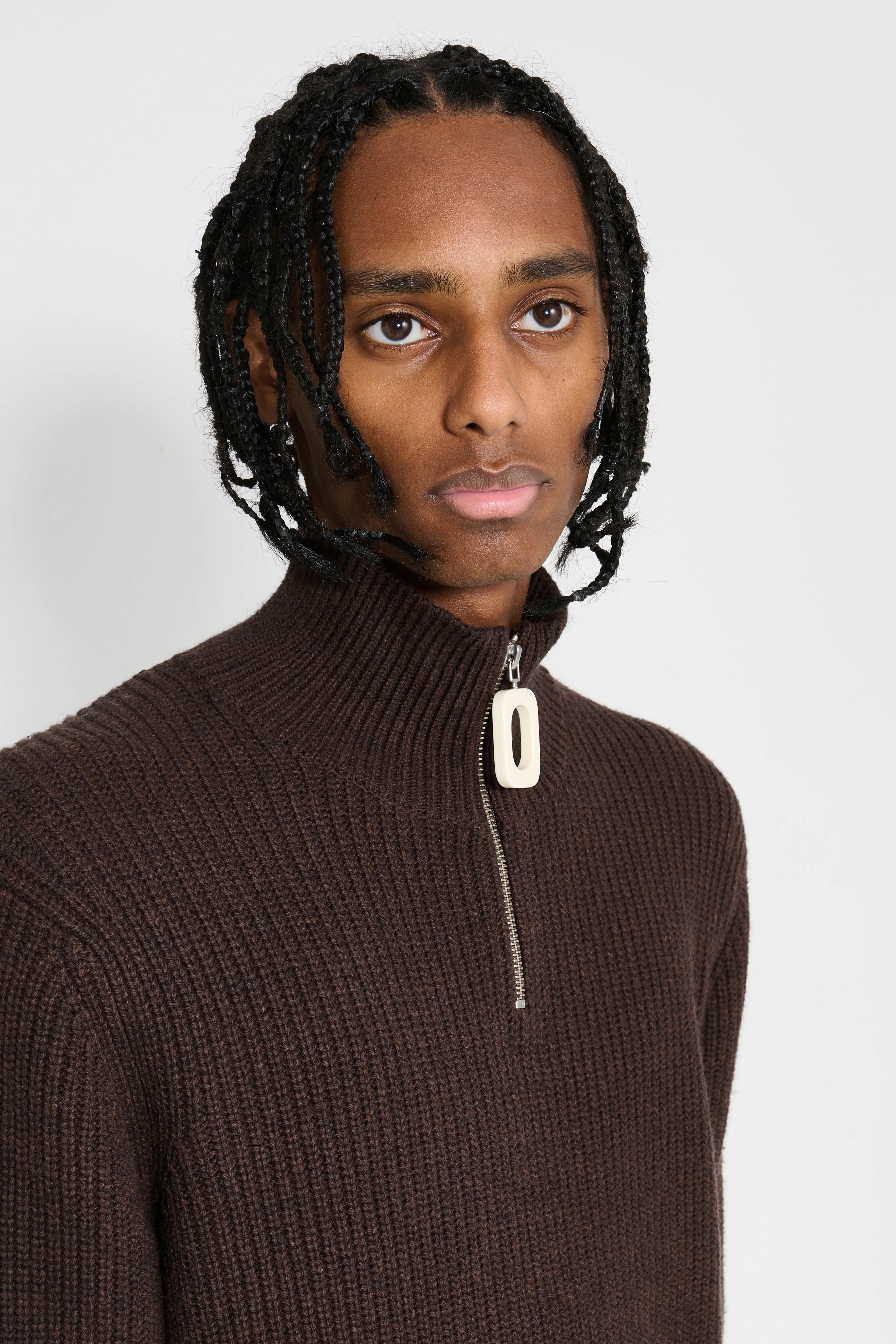 JW Anderson JWA Puller Half Zip Jumper Chocolate Brown sold by Tres Bien product image thumbnail 5