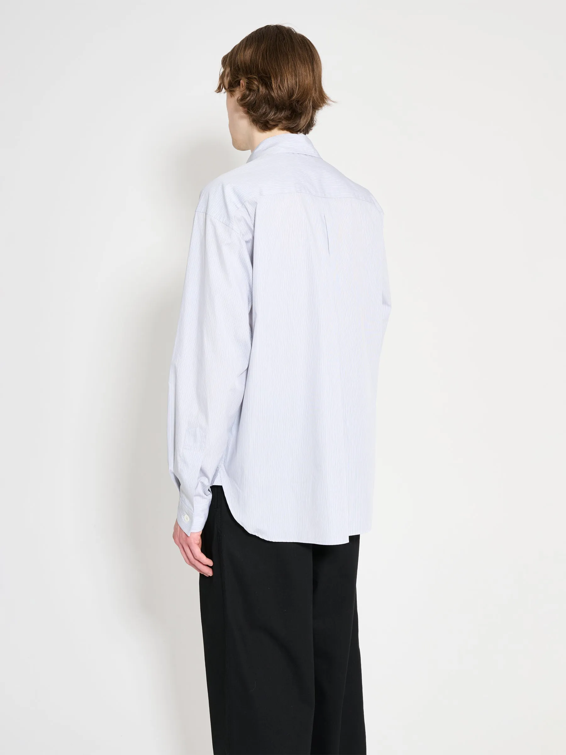 Margaret Howell Half Placket Shirt Fine Stripe Cotton Poplin Grey / White sold by Tres Bien product image thumbnail 4