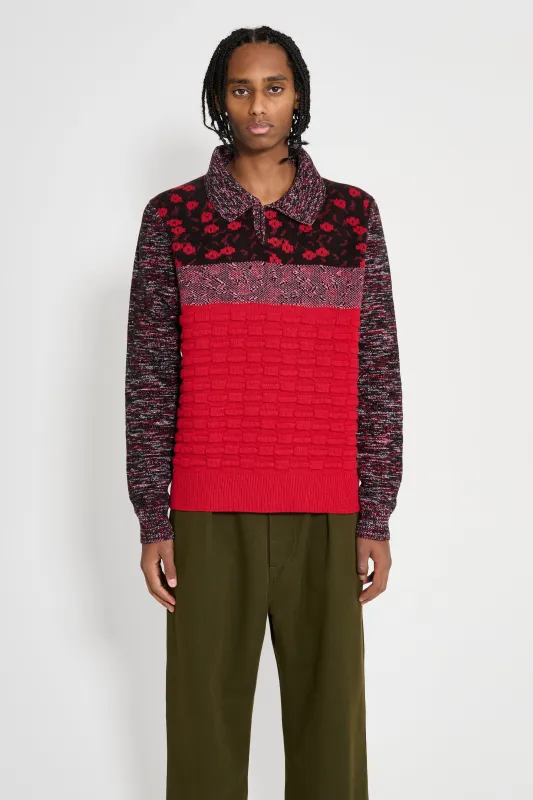 JW Anderson Multi Stitch Polo Bright Red made by Tres Bien