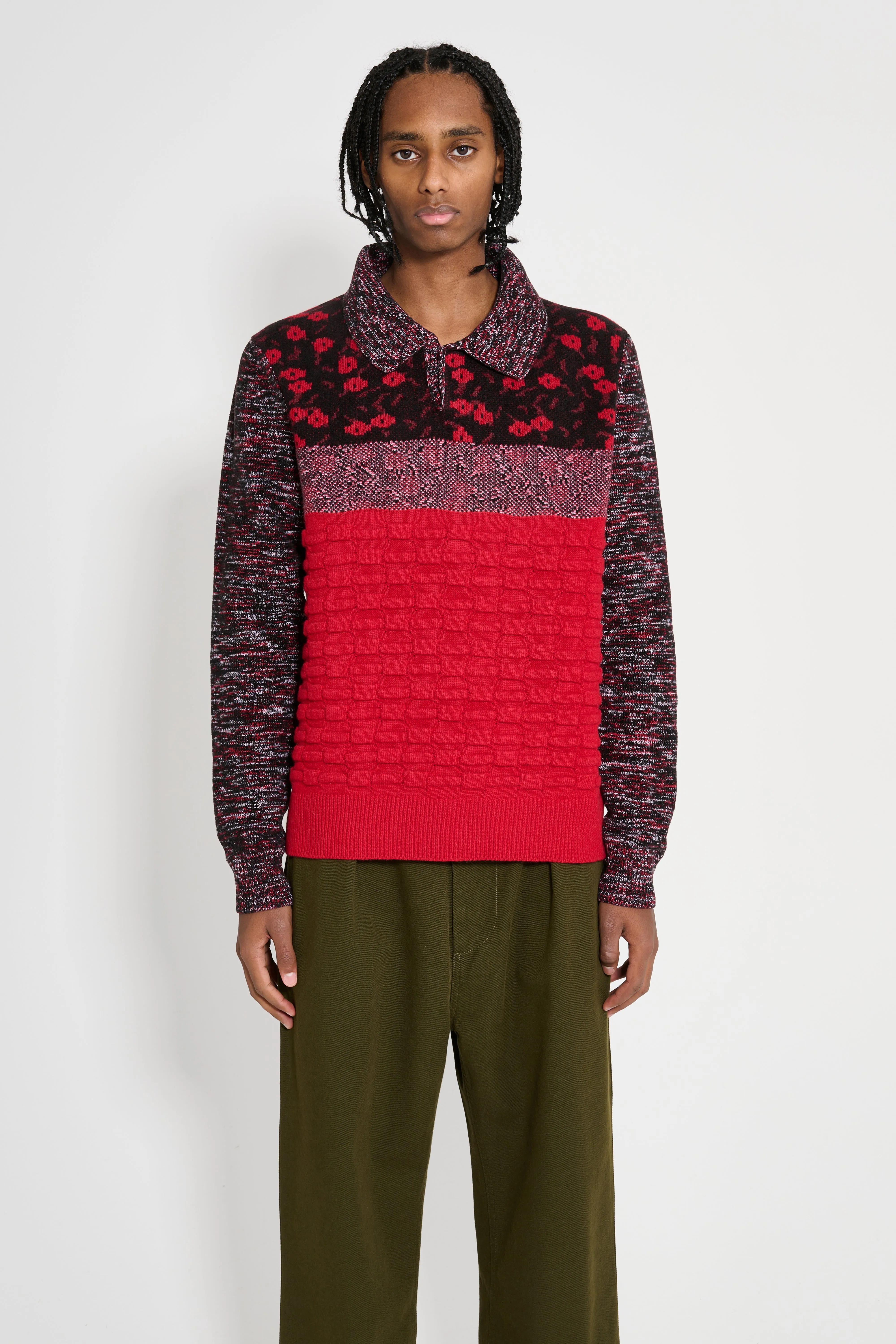 JW Anderson Multi Stitch Polo Bright Red sold by Tres Bien