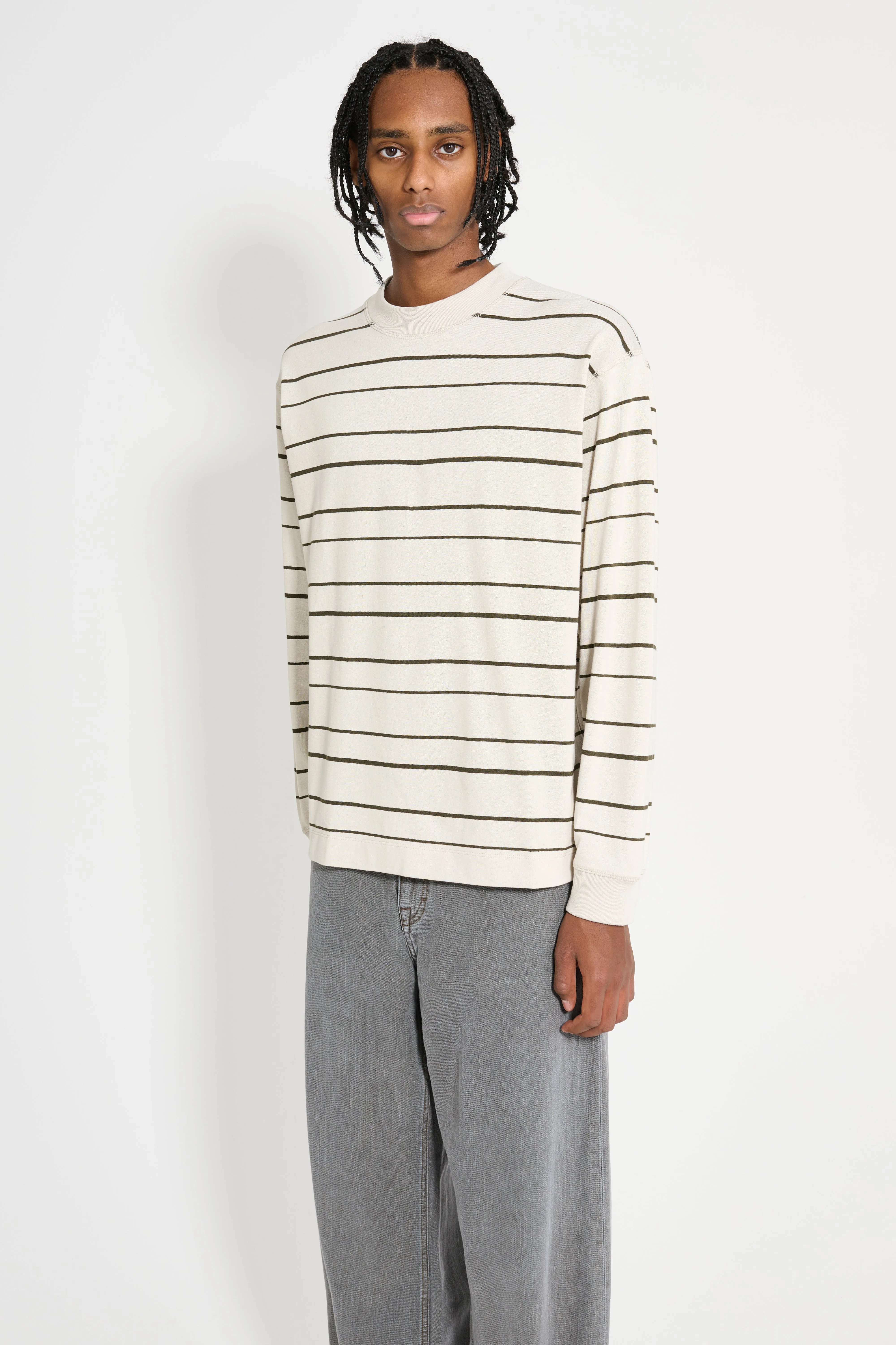 Margaret Howell MHL Wide Crew Matelot Shadow Stripe Jersey Chalk / Assam sold by Tres Bien product image thumbnail 2