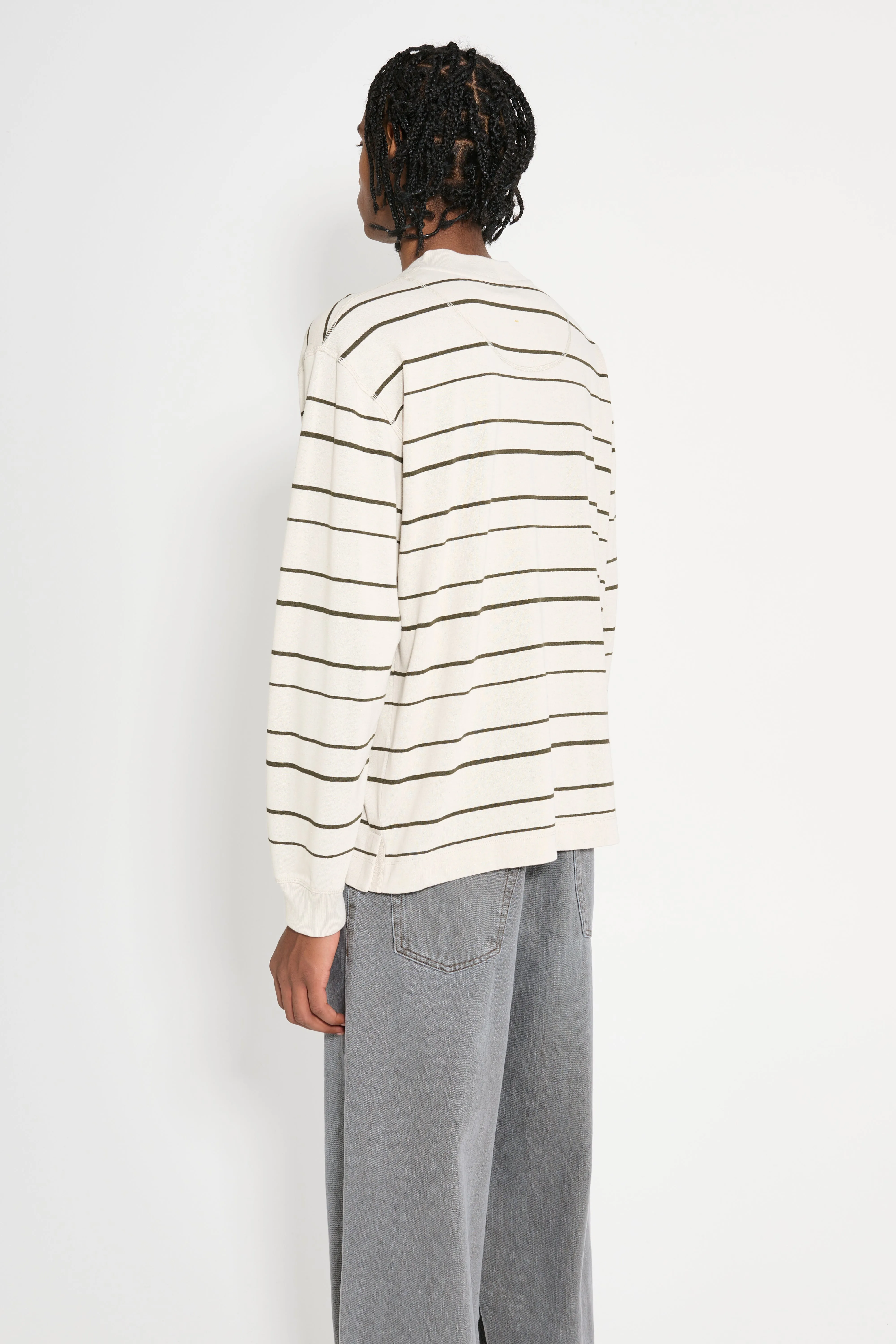 Margaret Howell MHL Wide Crew Matelot Shadow Stripe Jersey Chalk / Assam sold by Tres Bien product image thumbnail 3