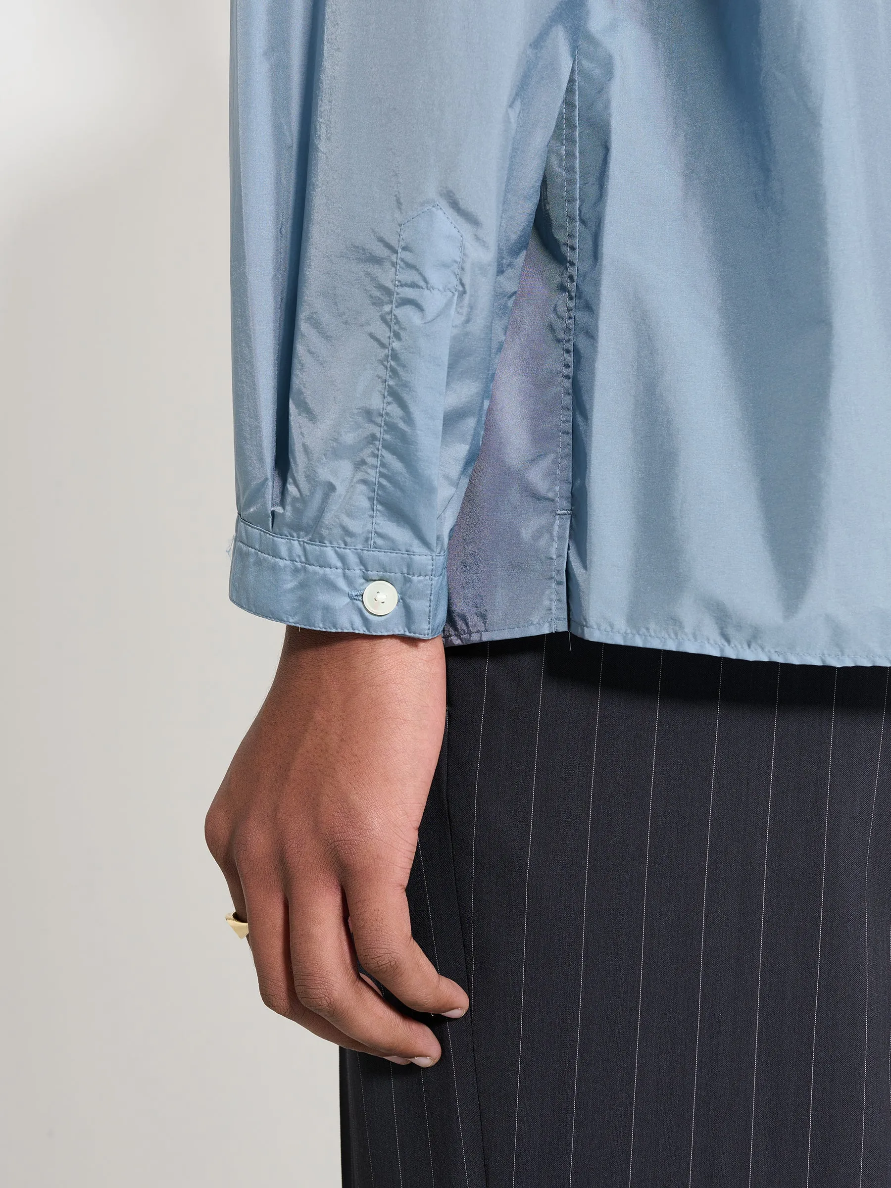 Auralee Light Nylon Zip Shirt Blue Grey sold by Tres Bien product image thumbnail 5