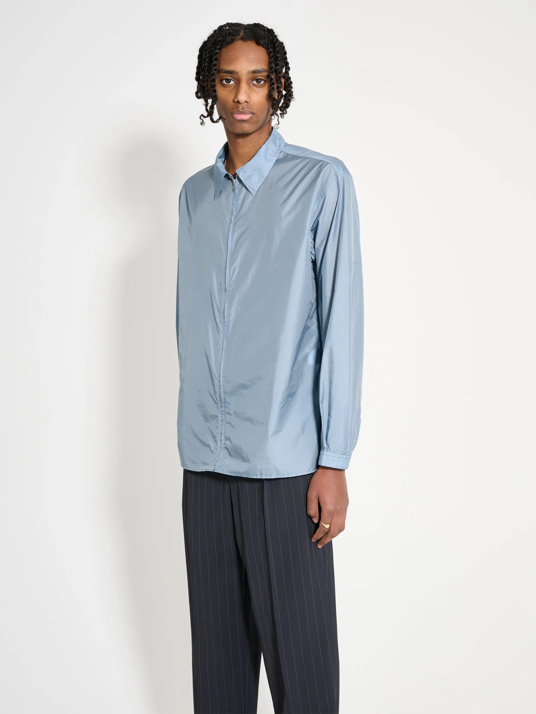 Auralee Light Nylon Zip Shirt Blue Grey sold by Tres Bien product image thumbnail 2