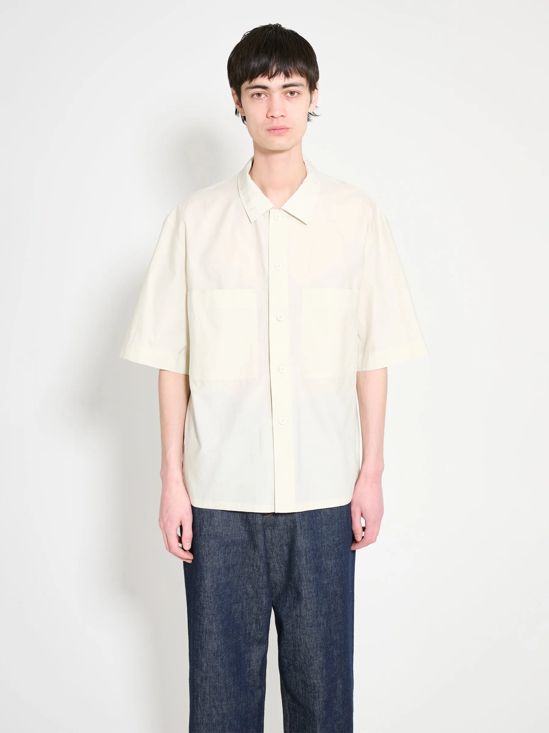 Lemaire Short Sleeve Pyjama Shirt Pale Mastic sold by Tres Bien