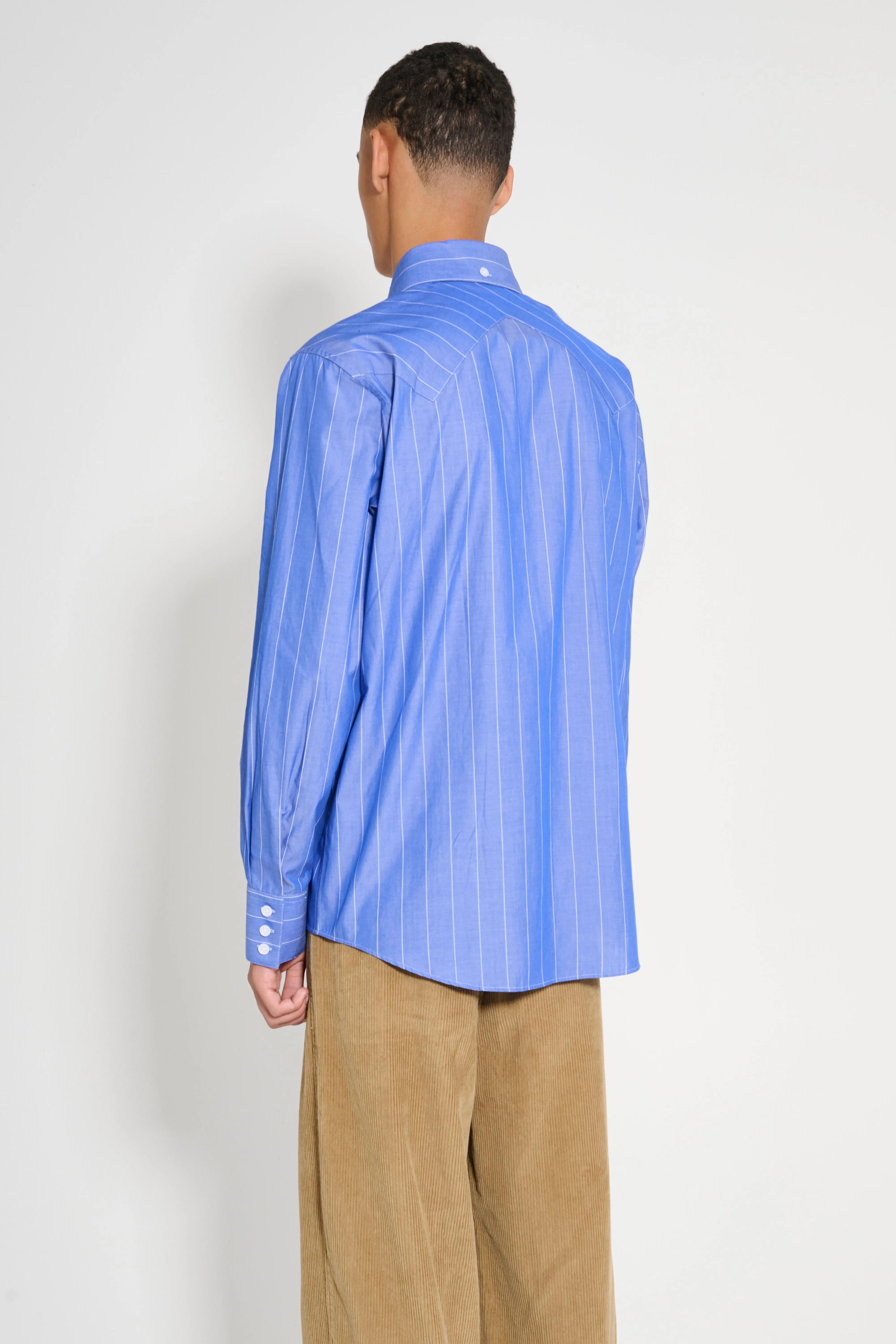 Carter Young Western Business Shirt Cobalt / Off-White sold by Tres Bien product image thumbnail 4