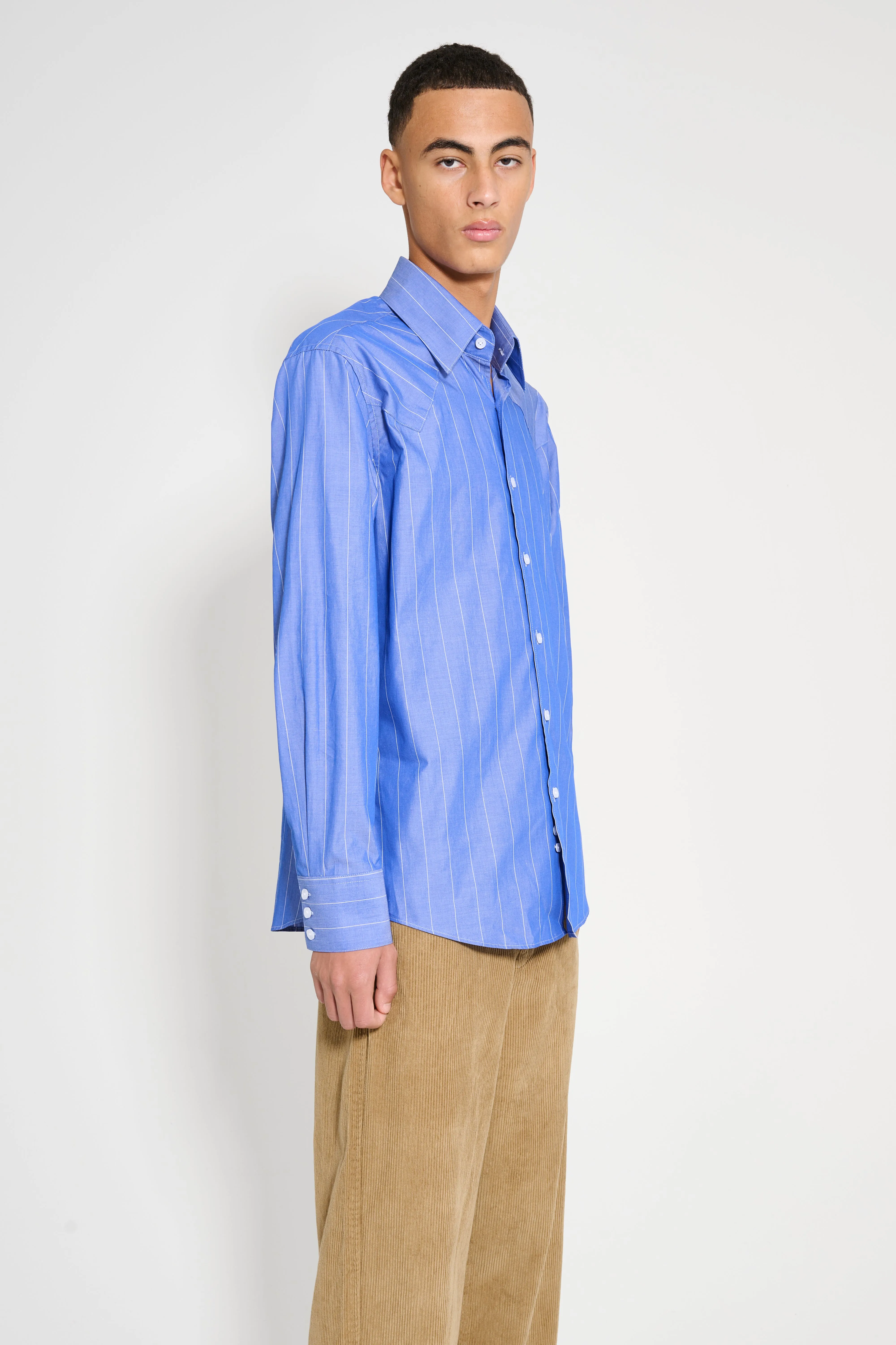 Carter Young Western Business Shirt Cobalt / Off-White sold by Tres Bien product image thumbnail 3