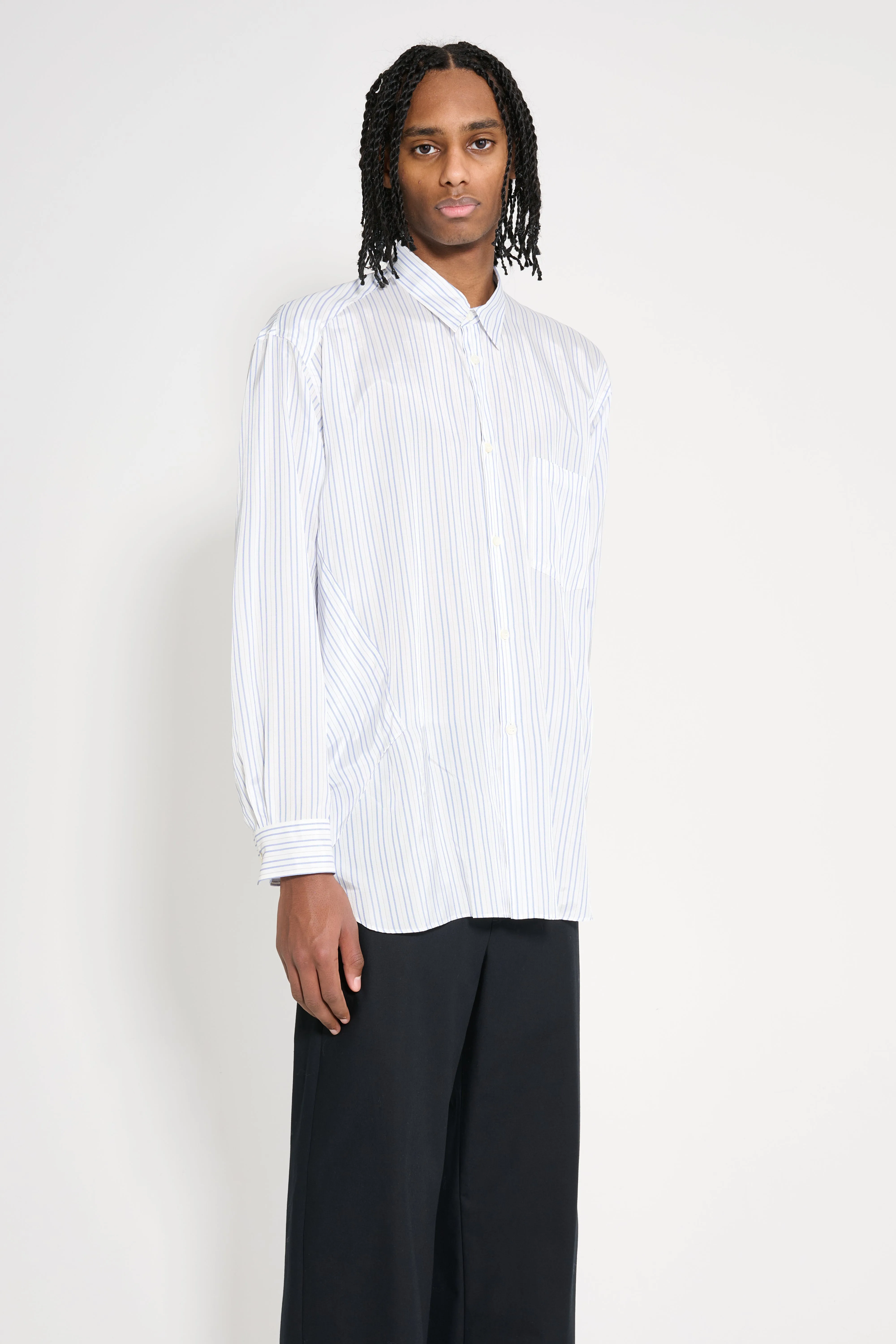 Comme des Garçons Homme Plus Vertical Stripe Shirt White / Blue sold by Tres Bien product image thumbnail 3