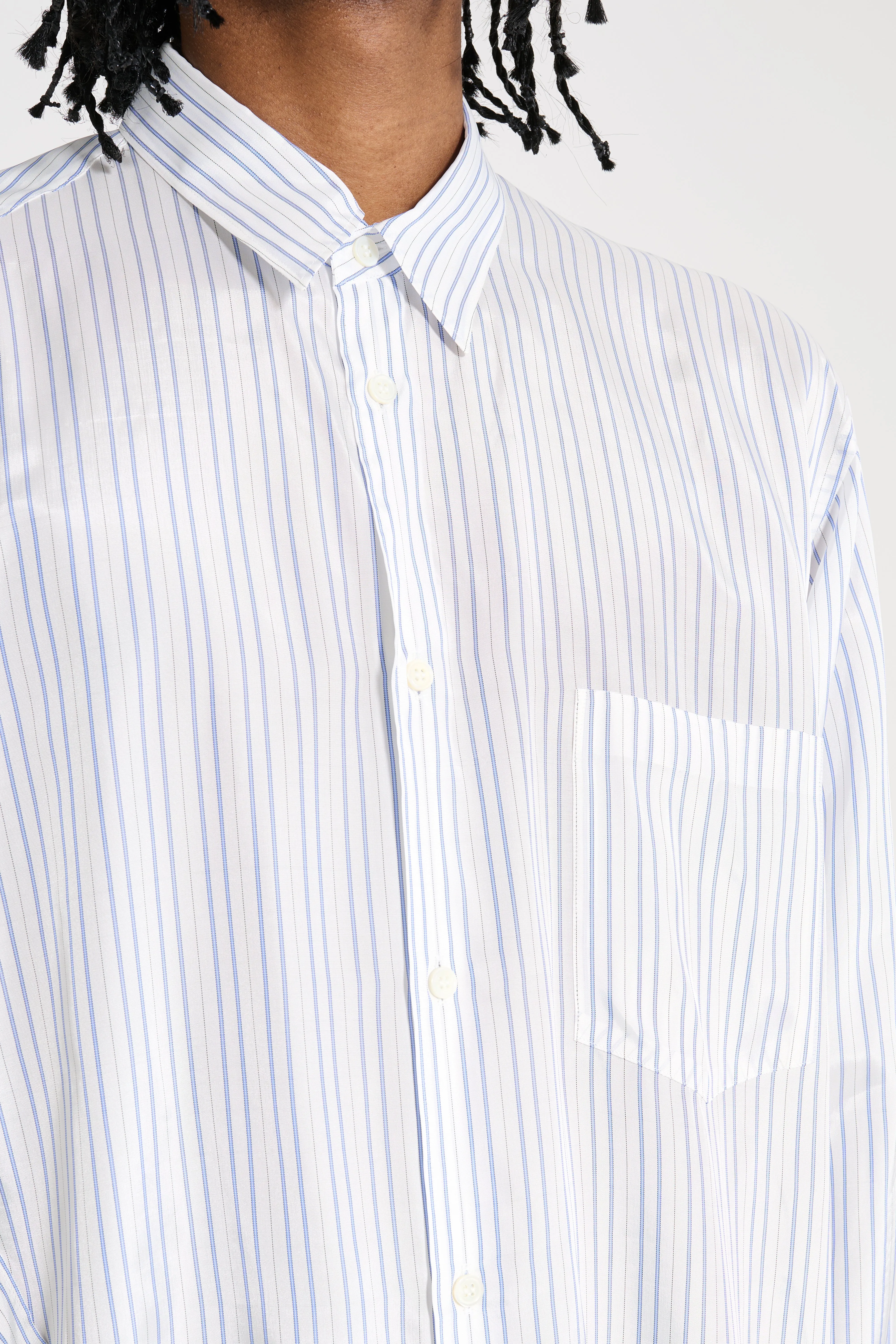 Comme des Garçons Homme Plus Vertical Stripe Shirt White / Blue sold by Tres Bien product image thumbnail 5