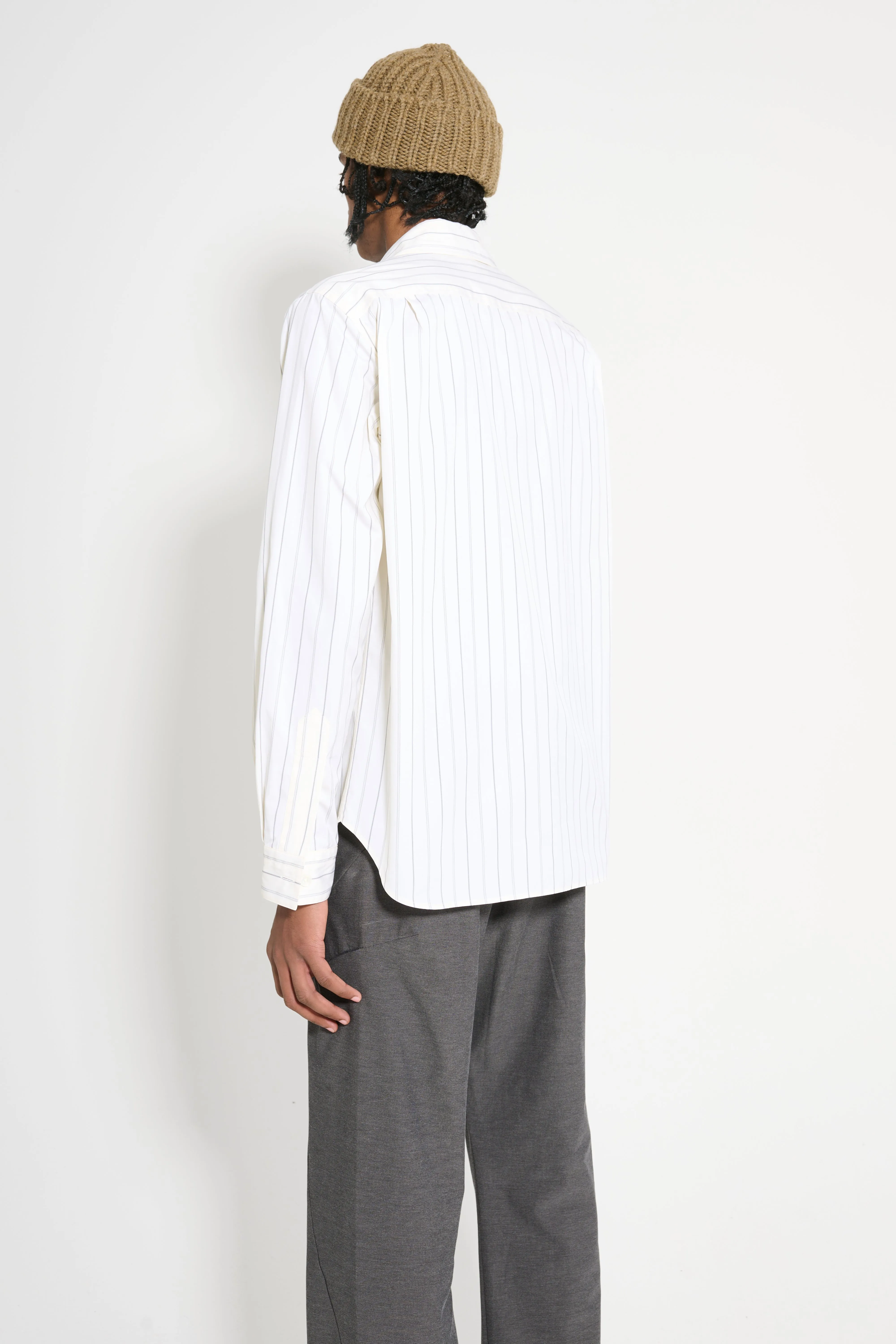 Margaret Howell Basic Shirt Wide Spaced Cotton Stripe Off White / Black sold by Tres Bien product image thumbnail 4