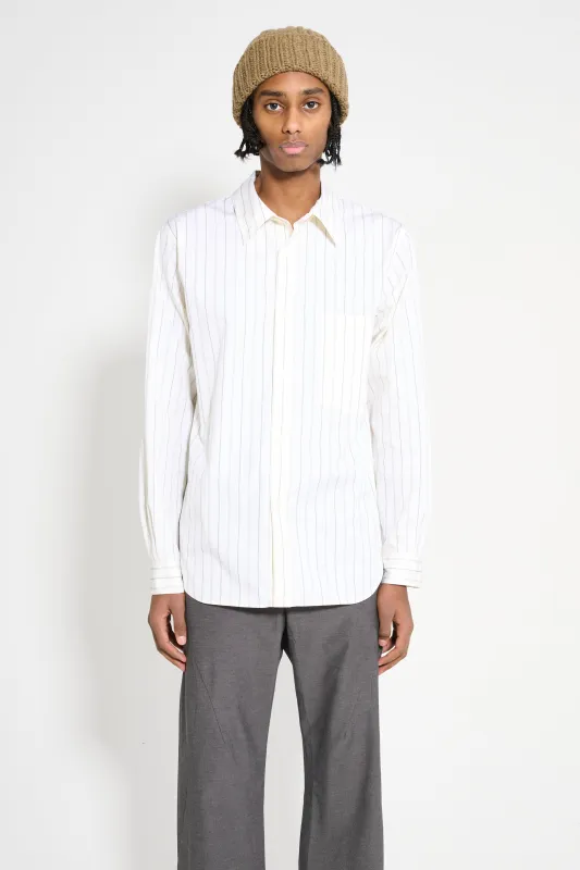 Margaret Howell Basic Shirt Wide Spaced Cotton Stripe Off White / Black made by Margaret Howell